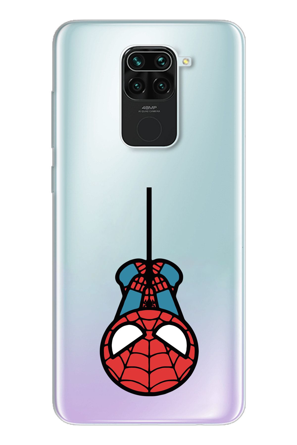 moonset Xiaomi Redmi Note 9 Uyumlu Örümcek Tasarımlı Baskılı Şeffaf Telefon Kılıfı