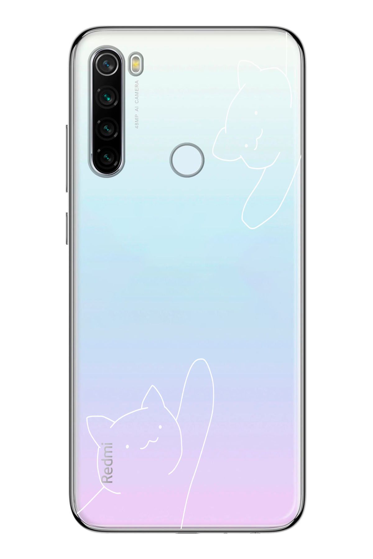 moonset Xiaomi Redmi Note 8 Uyumlu Kediler Tasarımlı Baskılı Şeffaf Telefon Kılıfı