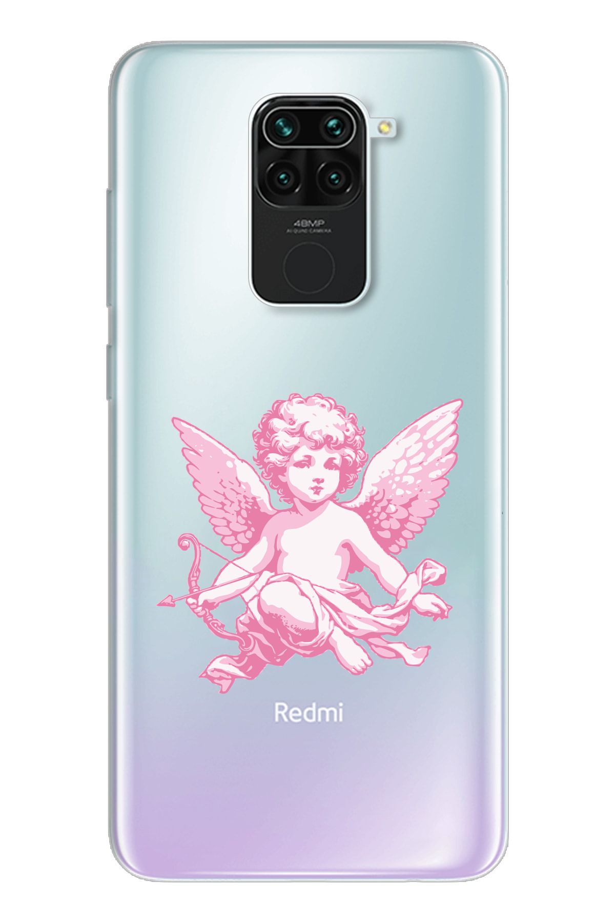 moonset Xiaomi Redmi Note 9 Uyumlu Melek Tasarımlı Baskılı Şeffaf Telefon Kılıfı