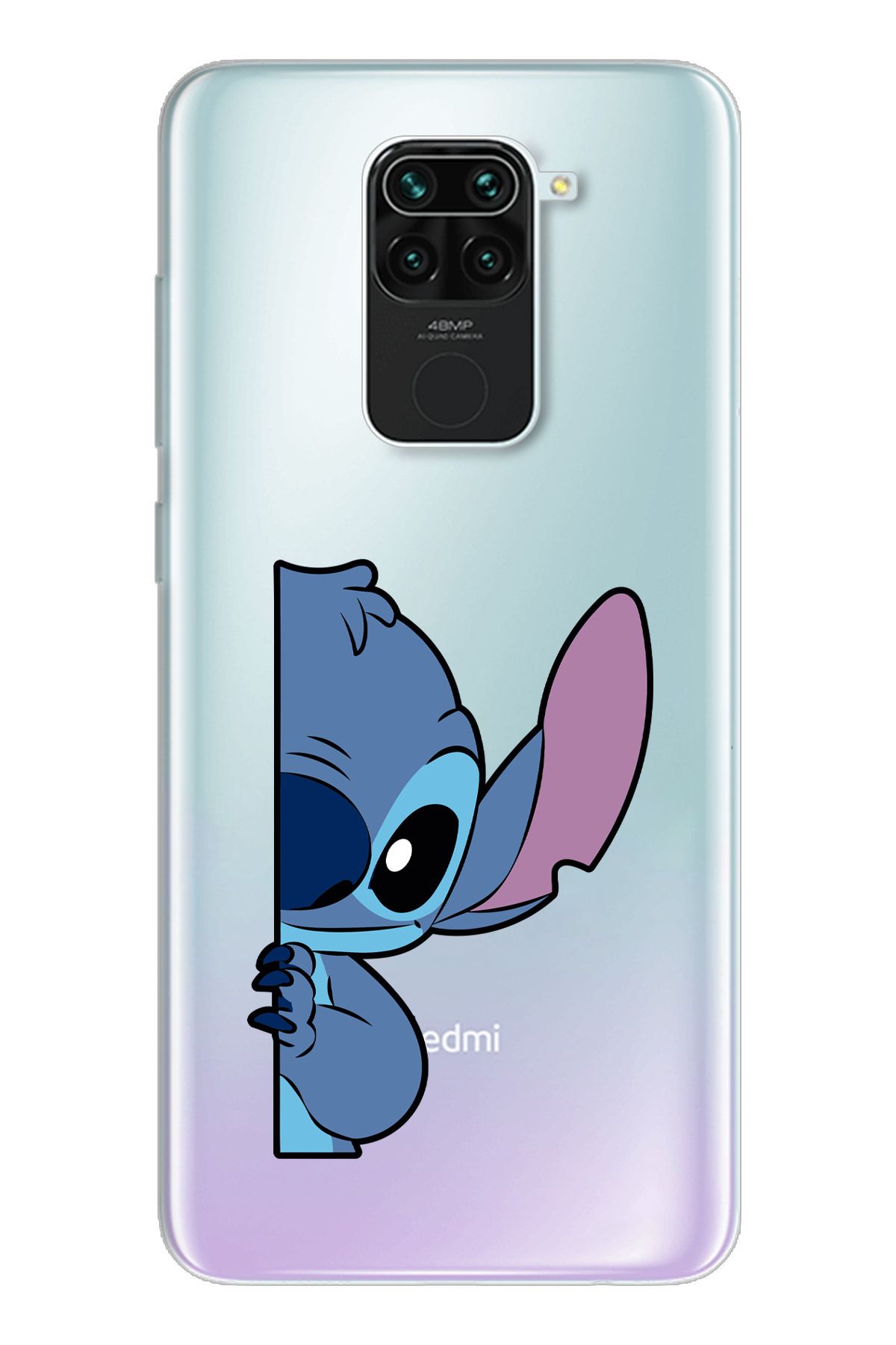 moonset Xiaomi Redmi Note 9 Uyumlu Stitch Tasarımlı Baskılı Şeffaf Telefon Kılıfı
