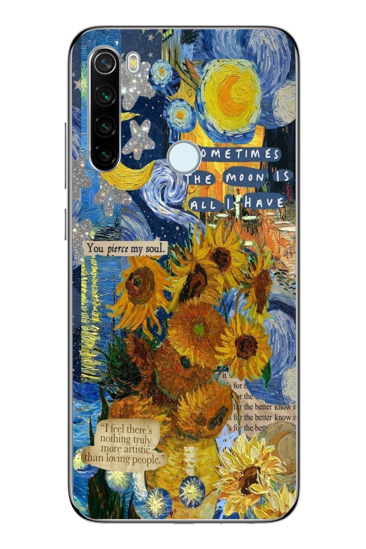 moonset Xiaomi Redmi Note 8 Uyumlu Van Gogh Tasarımlı Baskılı Şeffaf Telefon Kılıfı