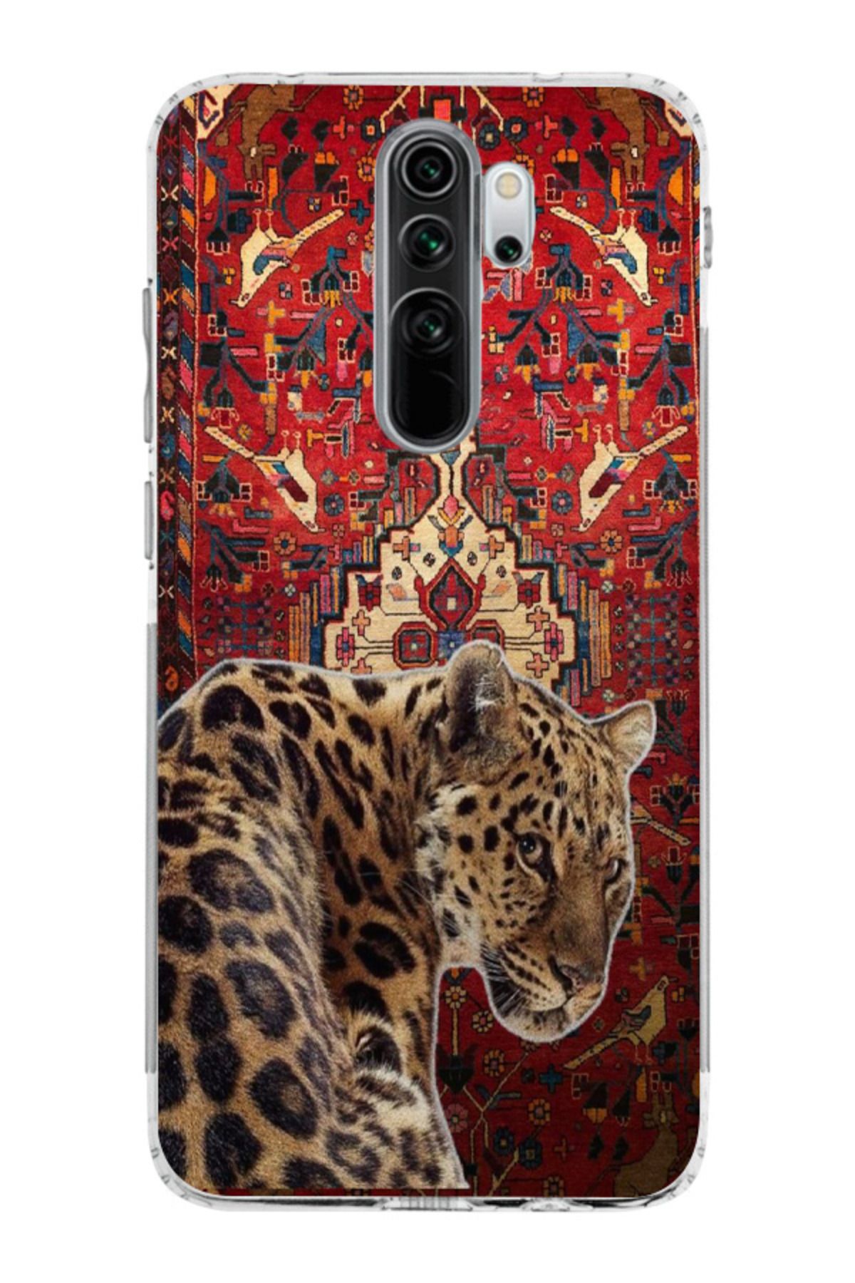 moonset Xiaomi Redmi Note 8 Pro Uyumlu Leopar Tasarımlı Baskılı Şeffaf Telefon Kılıfı