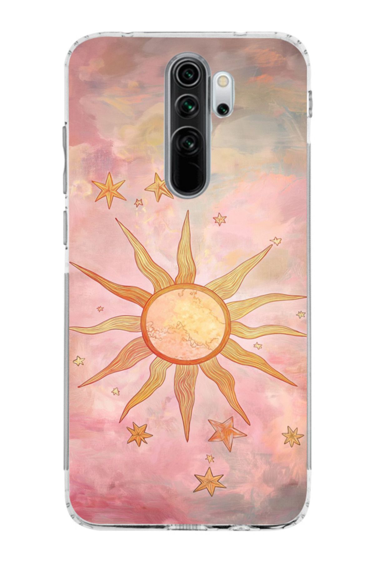 moonset Xiaomi Redmi Note 8 Pro Uyumlu Güneş Tasarımlı Baskılı Şeffaf Telefon Kılıfı