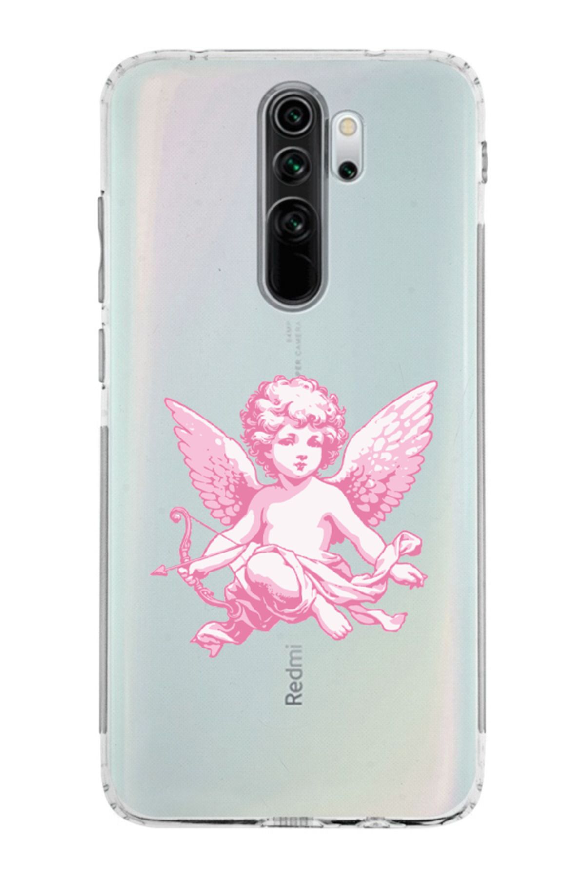 moonset Xiaomi Redmi Note 8 Pro Uyumlu Melek Tasarımlı Baskılı Şeffaf Telefon Kılıfı