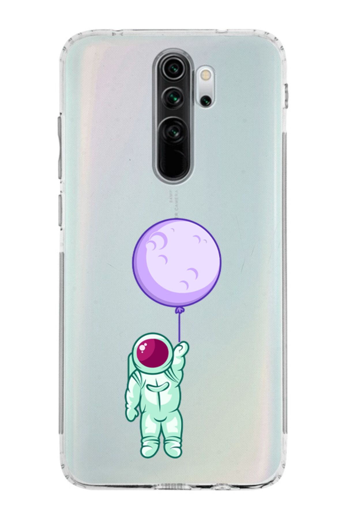 moonset Xiaomi Redmi Note 8 Pro Uyumlu Astronot Tasarımlı Baskılı Şeffaf Telefon Kılıfı
