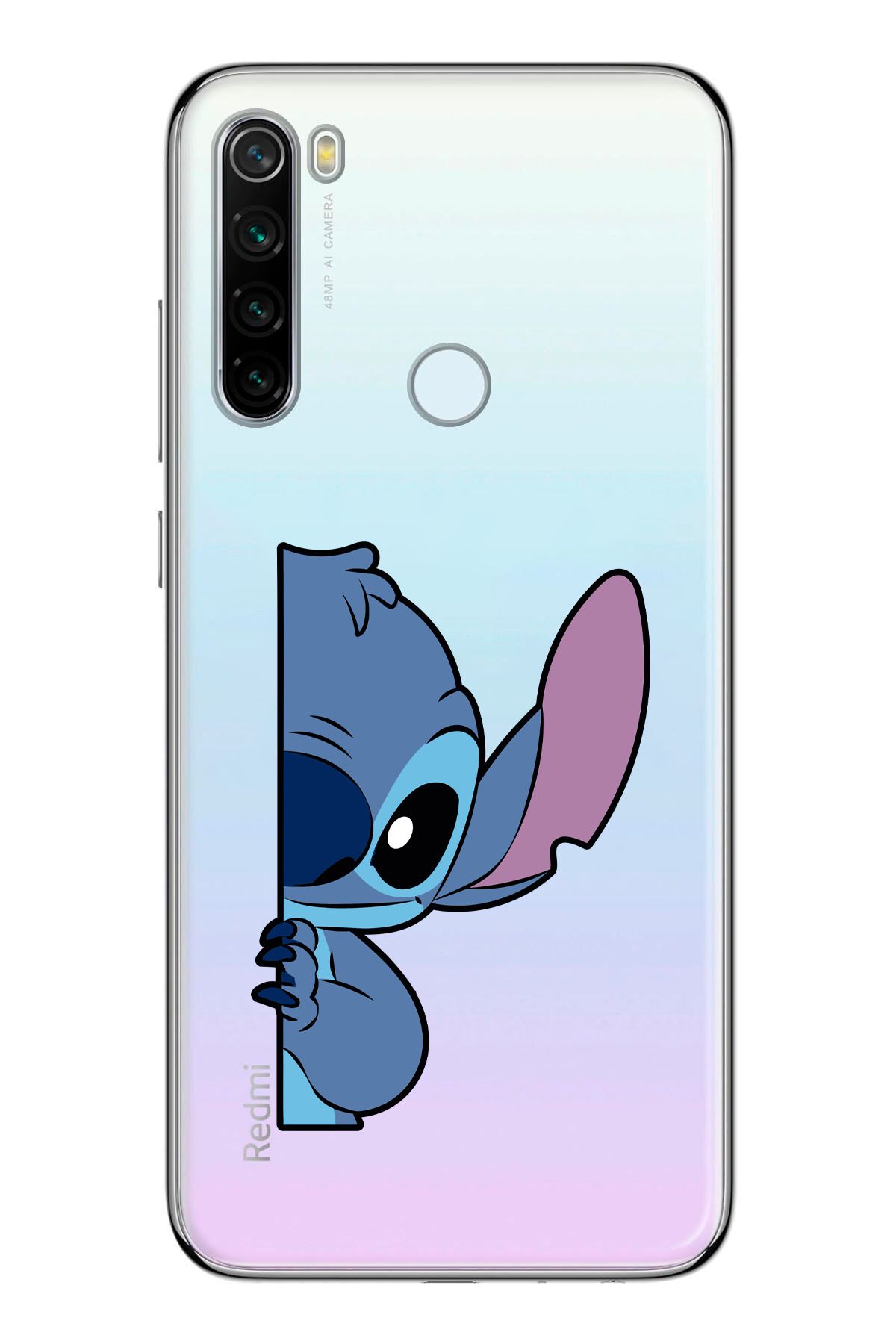 moonset Xiaomi Redmi Note 8 Uyumlu Stitch Tasarımlı Baskılı Şeffaf Telefon Kılıfı
