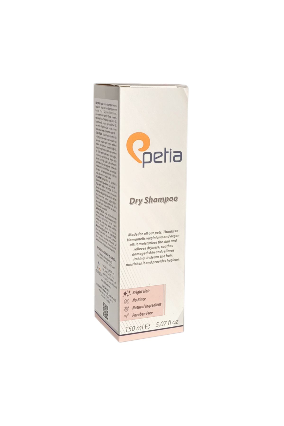 OEM Petia Paw Dry Shampoo Doğal Kedi Ve Köpek Kuru Köpük Şampuanı 150 ml