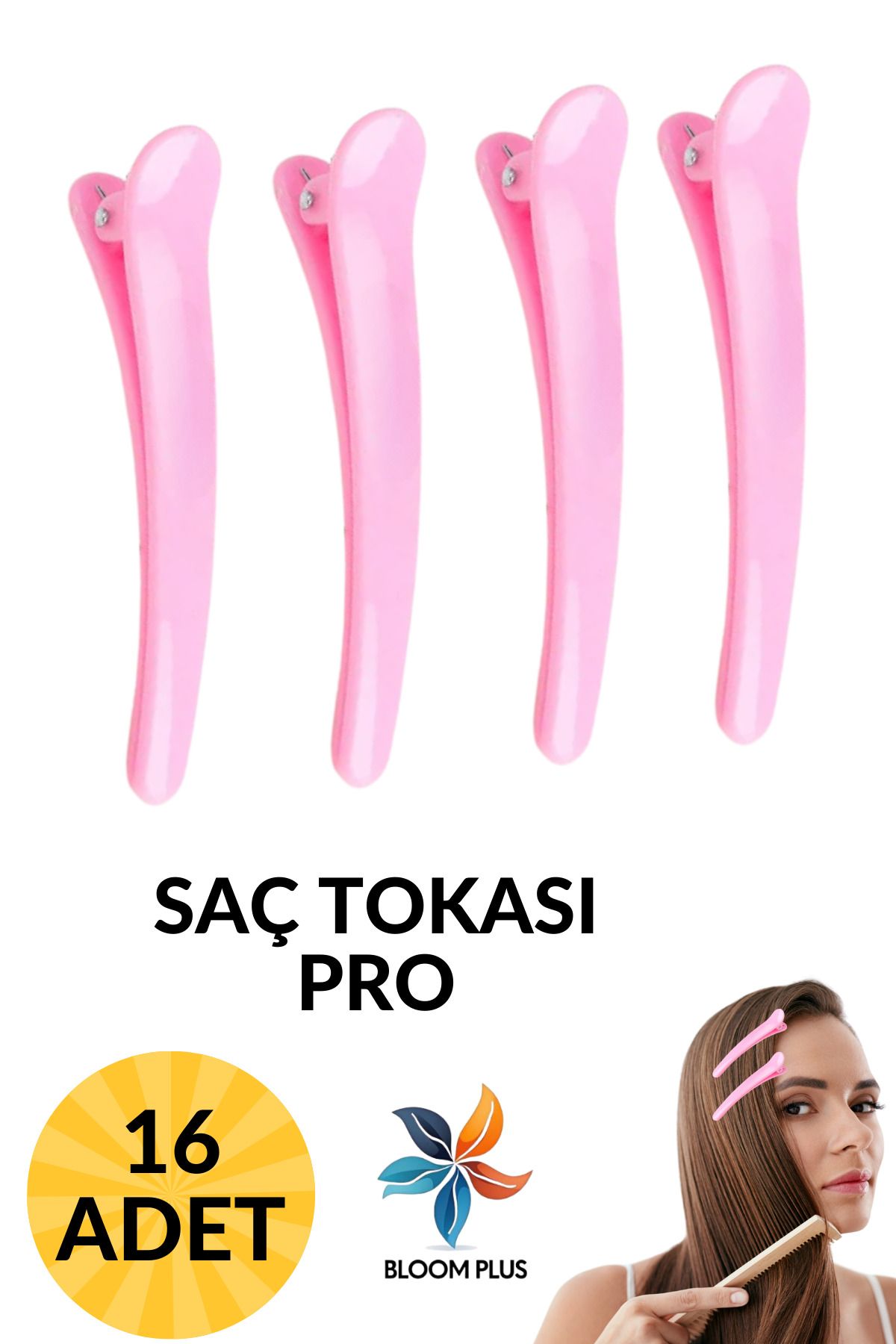 bloomplus Saç Tokası Pembe Renk Klips Toka Berber Tokası