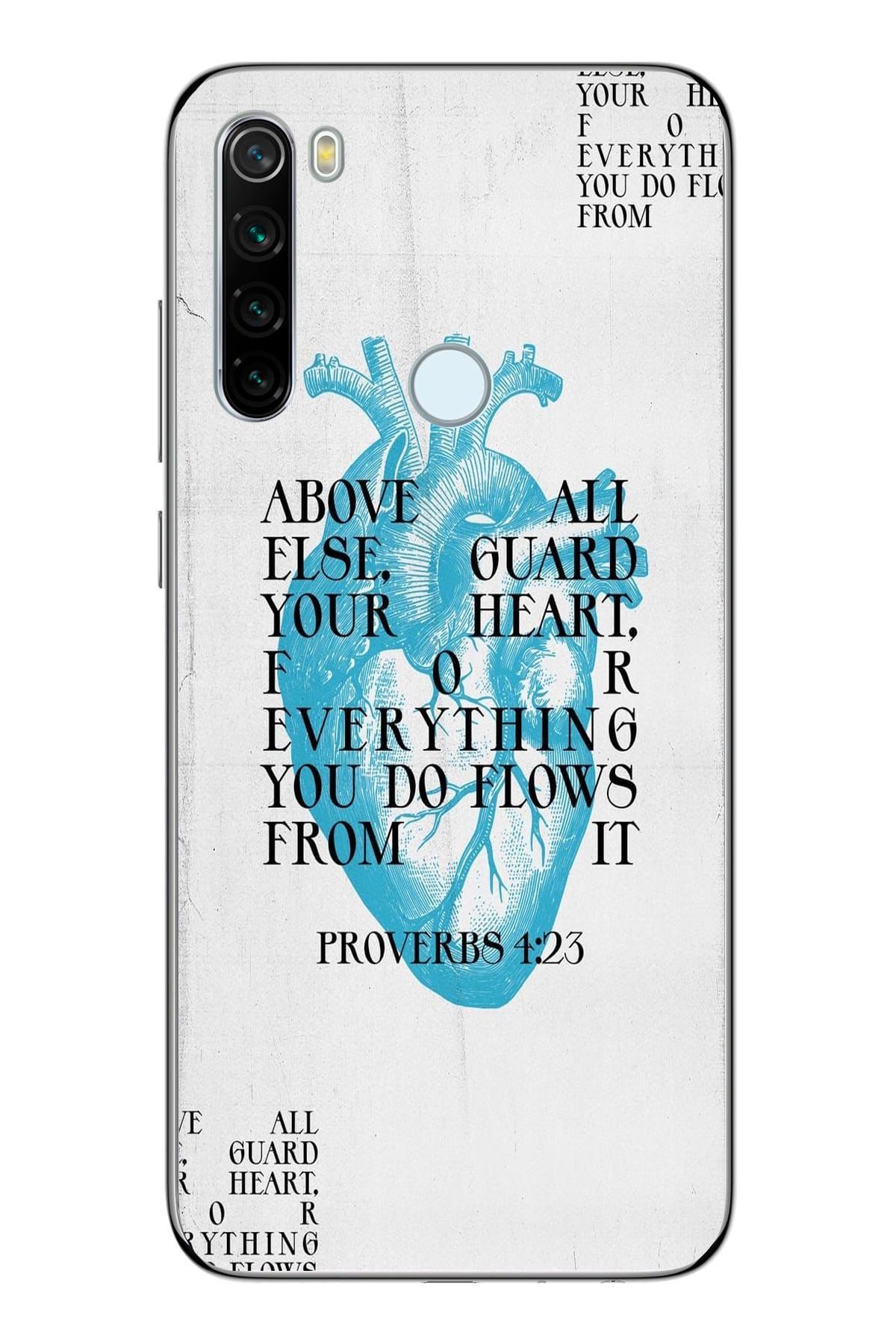 moonset Xiaomi Redmi Note 8 Uyumlu Kalp Kolaj Tasarımlı Baskılı Şeffaf Telefon Kılıfı