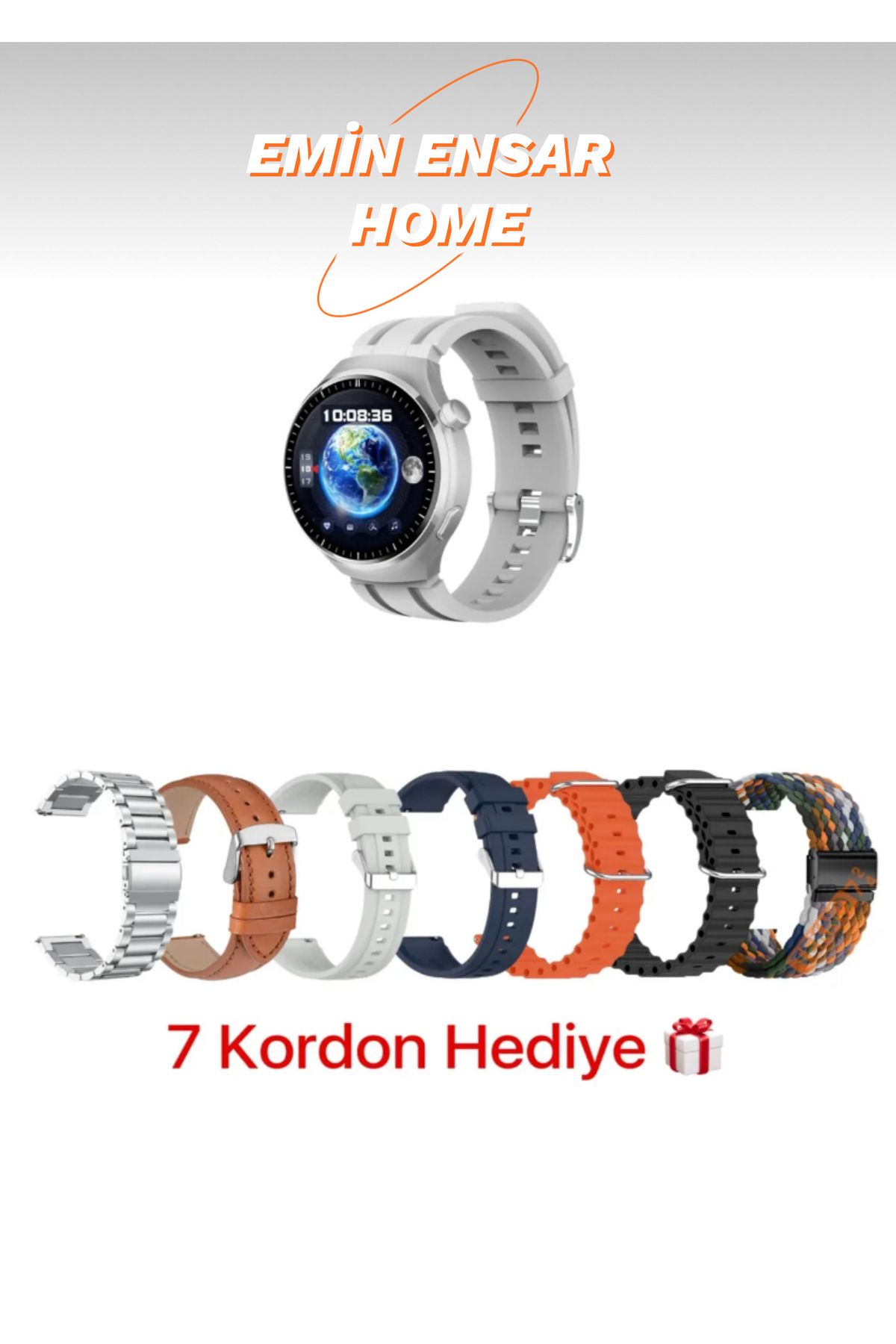 EMİN ENSAR HOME Watch 4 Pro Suit Yuvarlak Ekranlı 7 Kordonlu Akıllı Saat Tüm Telefolar İle Uyumlu