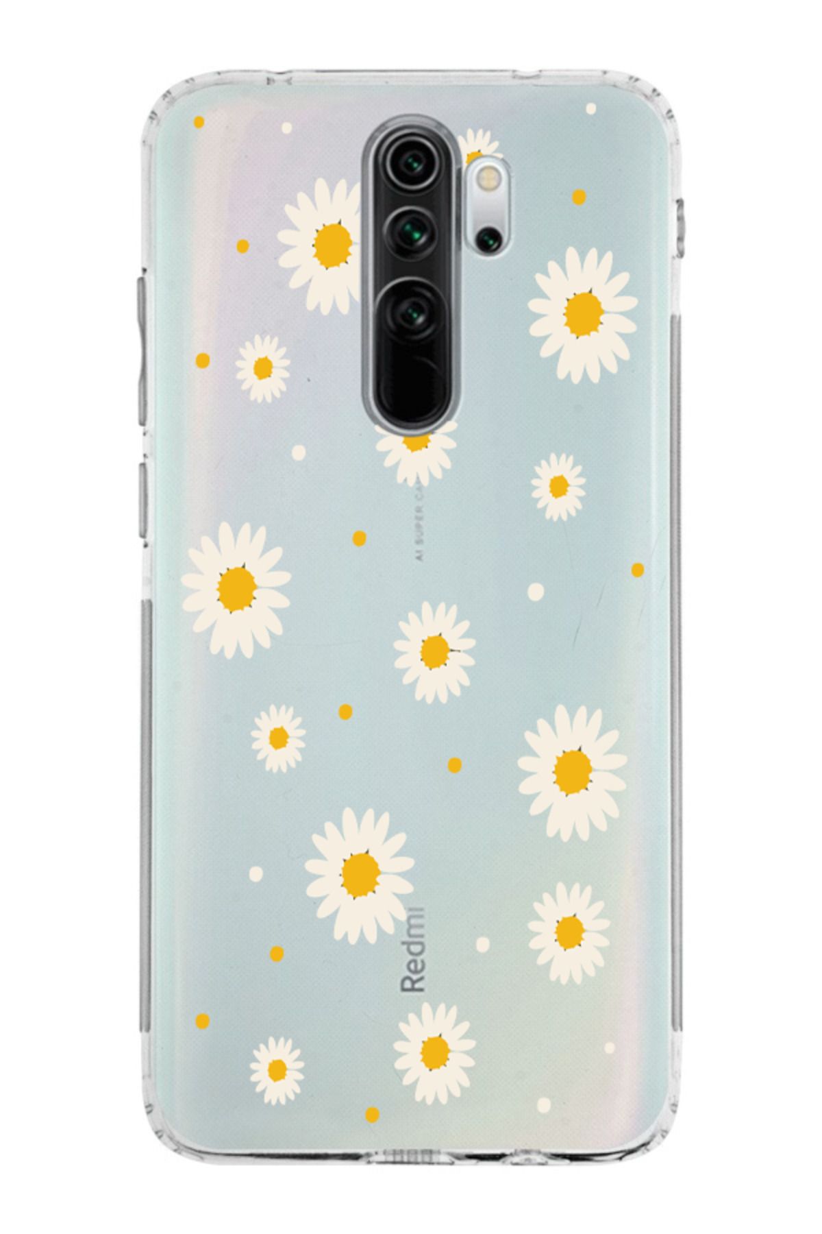 moonset Xiaomi Redmi Note 8 Pro Uyumlu Papatya Tasarımlı Baskılı Şeffaf Telefon Kılıfı