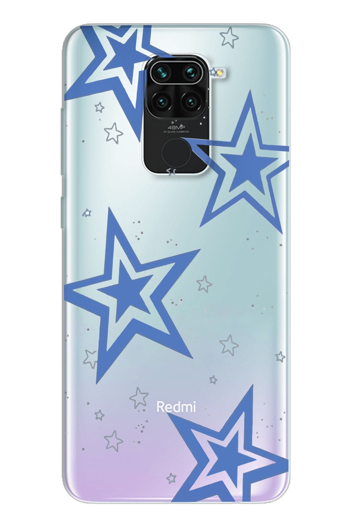moonset Xiaomi Redmi Note 9 Uyumlu Yıldız Tasarımlı Baskılı Şeffaf Telefon Kılıfı