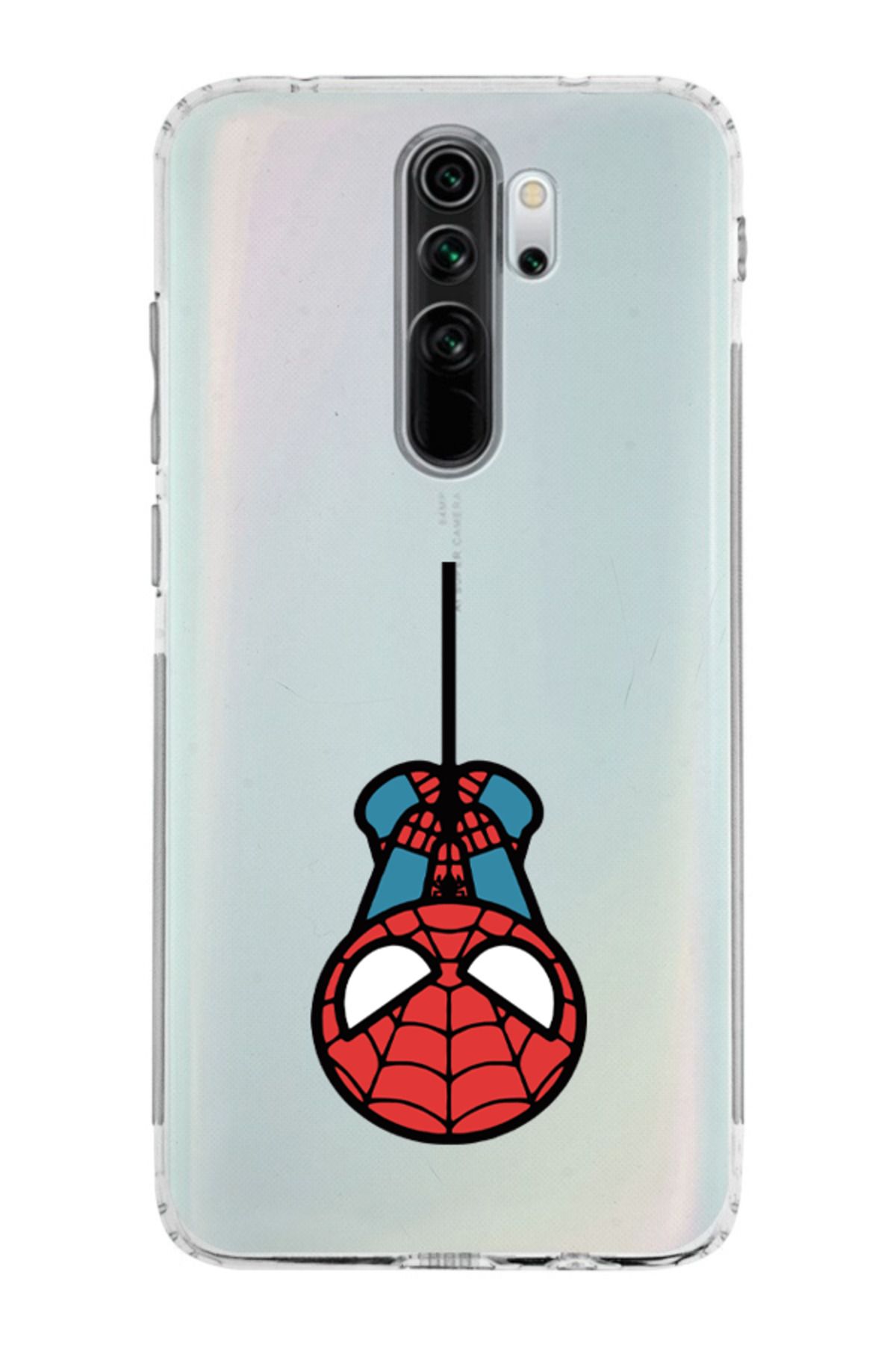 moonset Xiaomi Redmi Note 8 Pro Uyumlu Örümcek Tasarımlı Baskılı Şeffaf Telefon Kılıfı