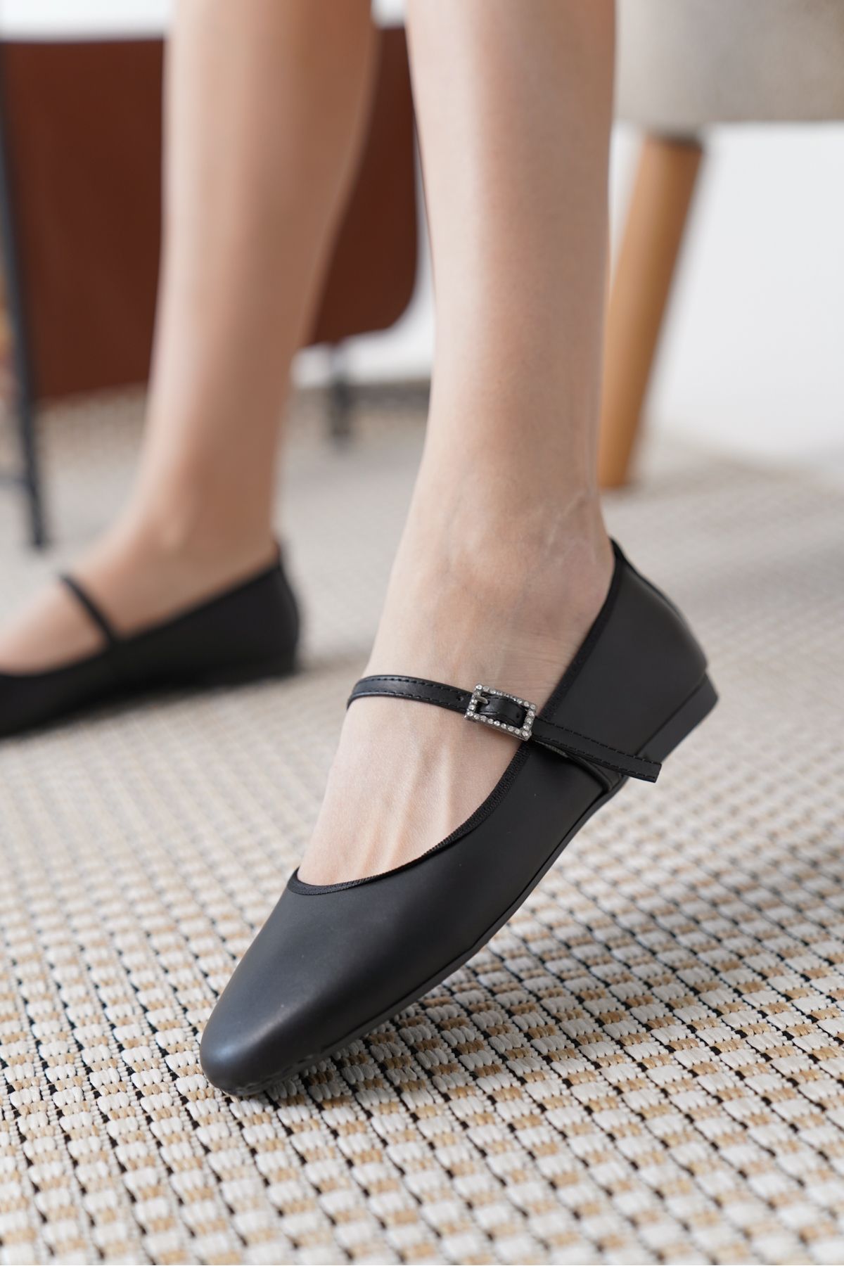 CİMİLİ SHOES Kadın Saten Günlük Babet Yuvarlak Burun Balerin Ortopedik