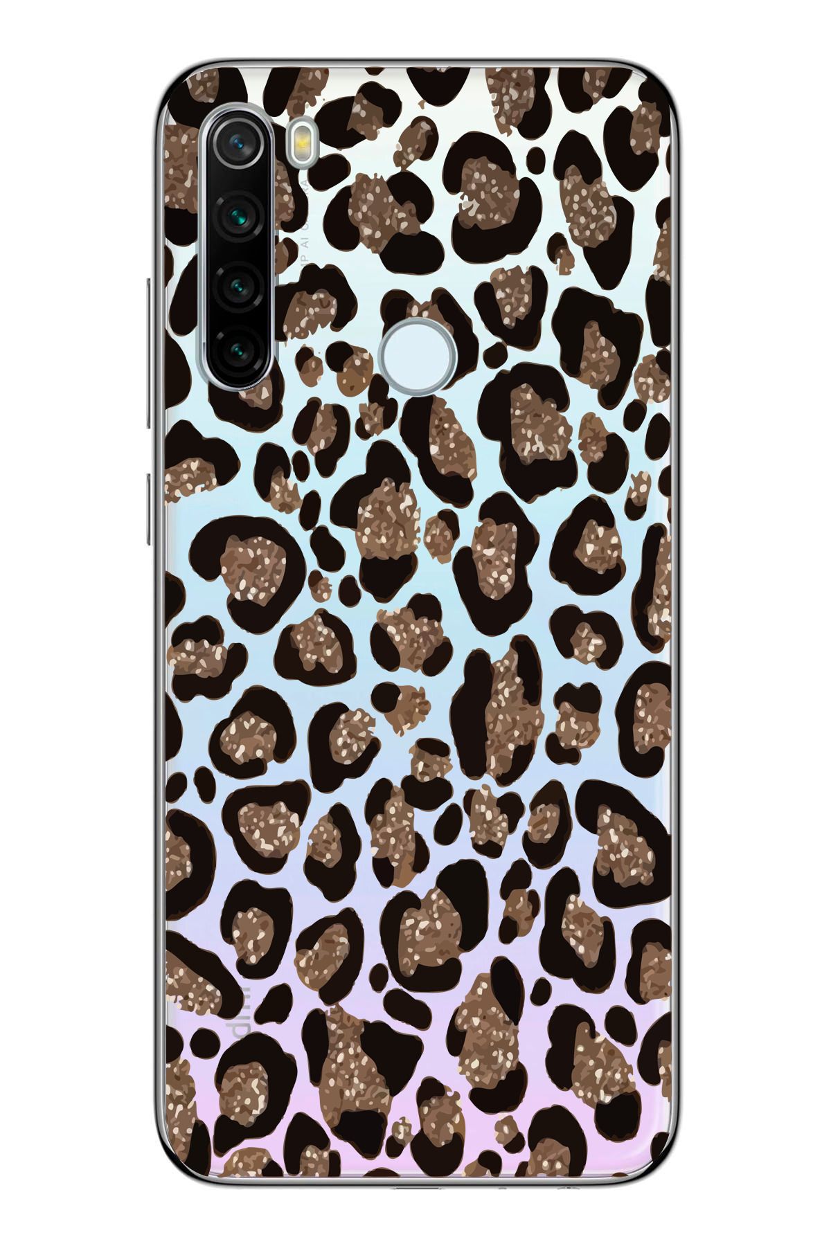 moonset Xiaomi Redmi Note 8 Uyumlu Leopar Tasarımlı Baskılı Şeffaf Telefon Kılıfı