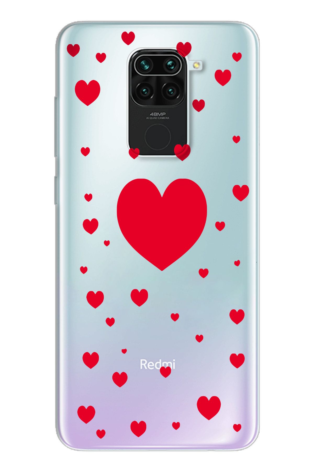 moonset Xiaomi Redmi Note 9 Uyumlu Kalpler Tasarımlı Baskılı Şeffaf Telefon Kılıfı
