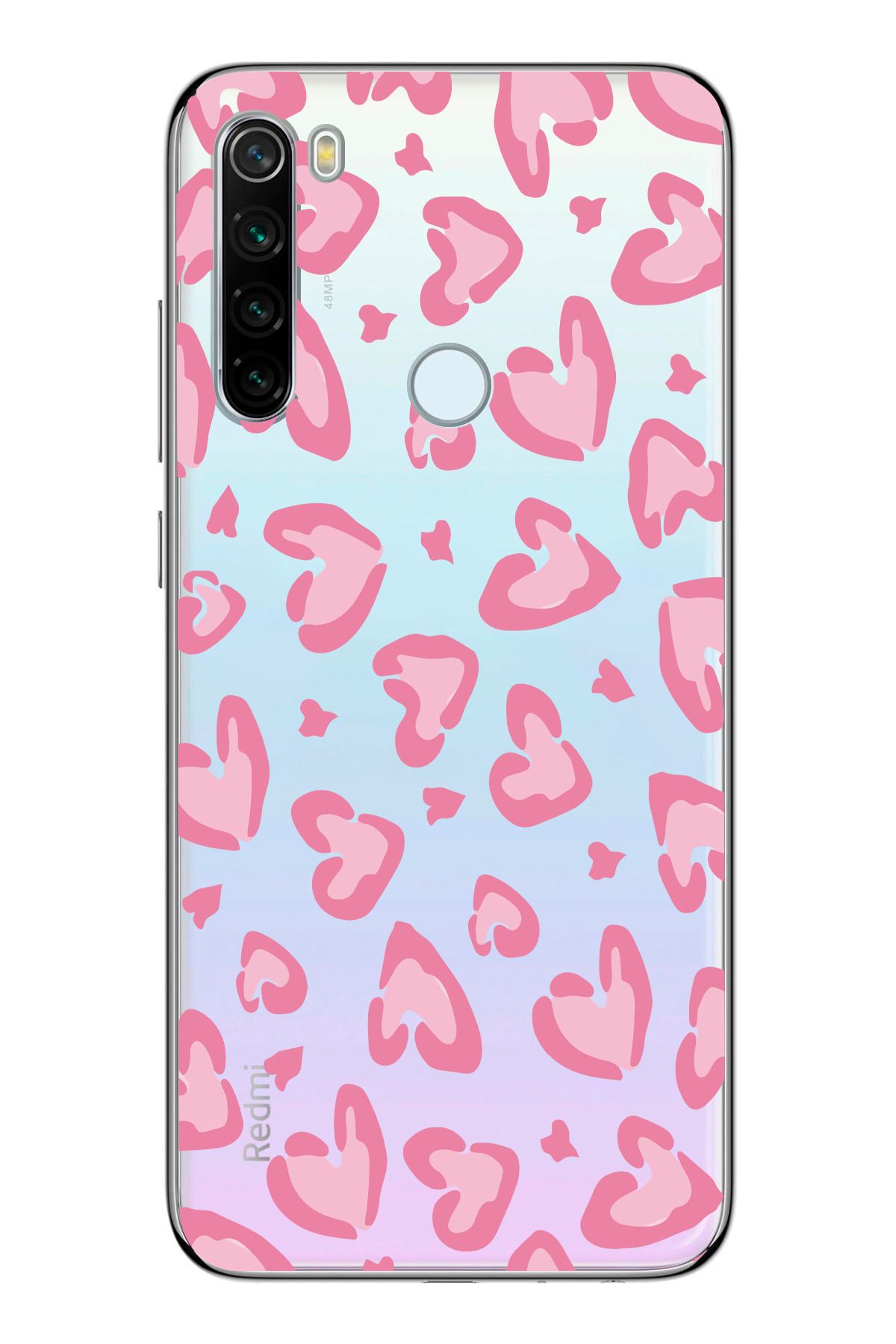 moonset Xiaomi Redmi Note 8 Uyumlu Leopar Kalpler Tasarımlı Baskılı Şeffaf Telefon Kılıfı