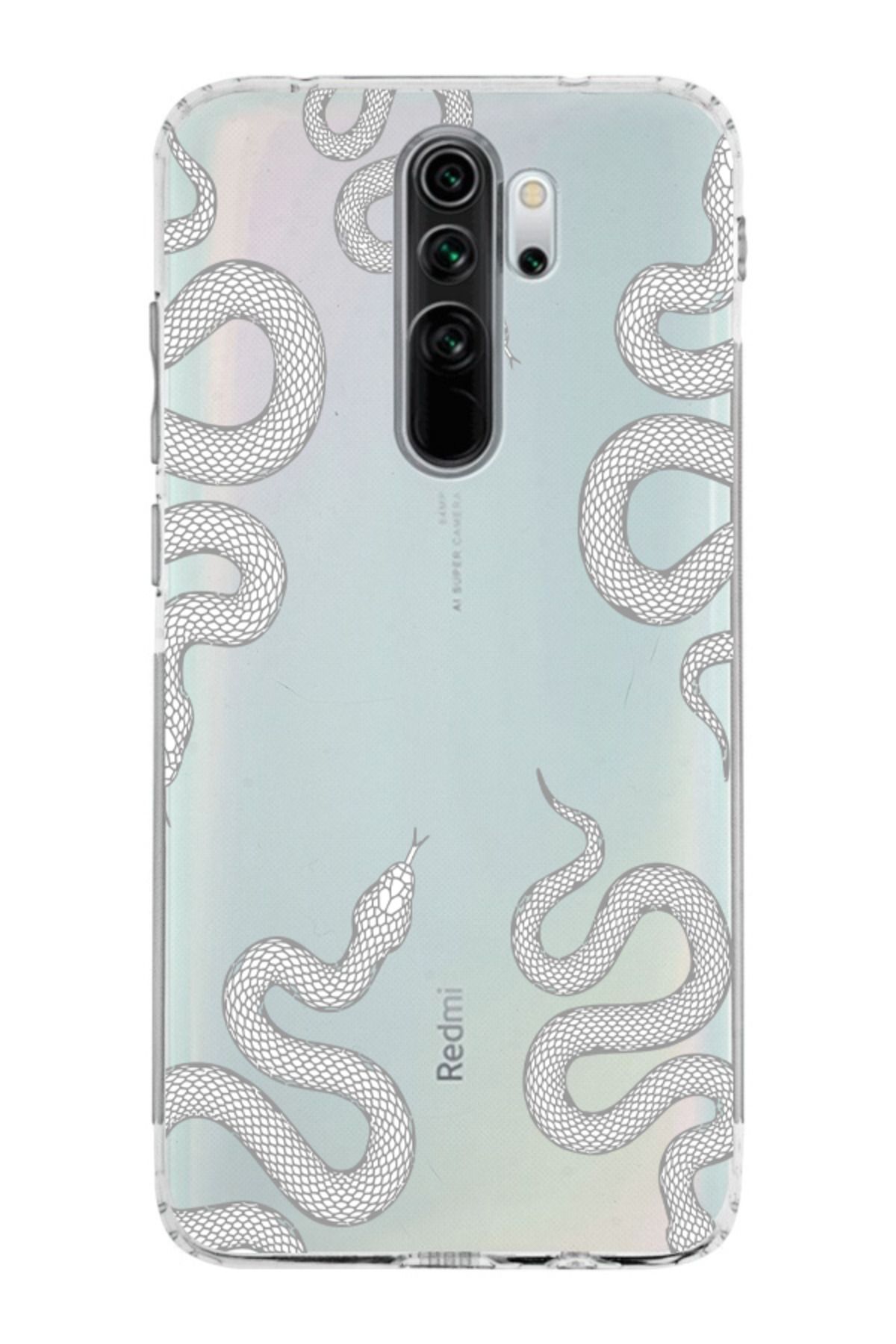 moonset Xiaomi Redmi Note 8 Pro Uyumlu Yılan Tasarımlı Baskılı Şeffaf Telefon Kılıfı
