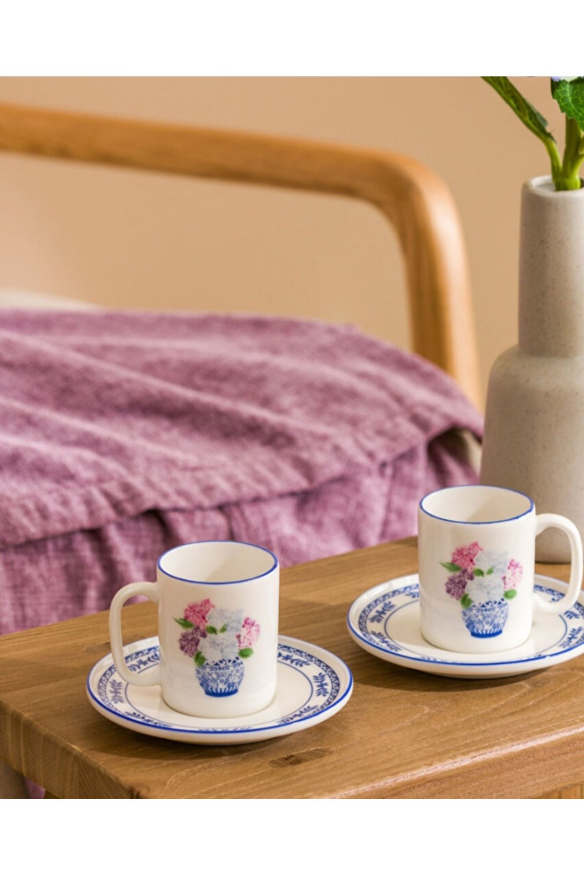 LC Waikiki LCW HOME Mavi Çiçek Baskılı 2 Kişilik Porselen Kahve Fincan Takımı