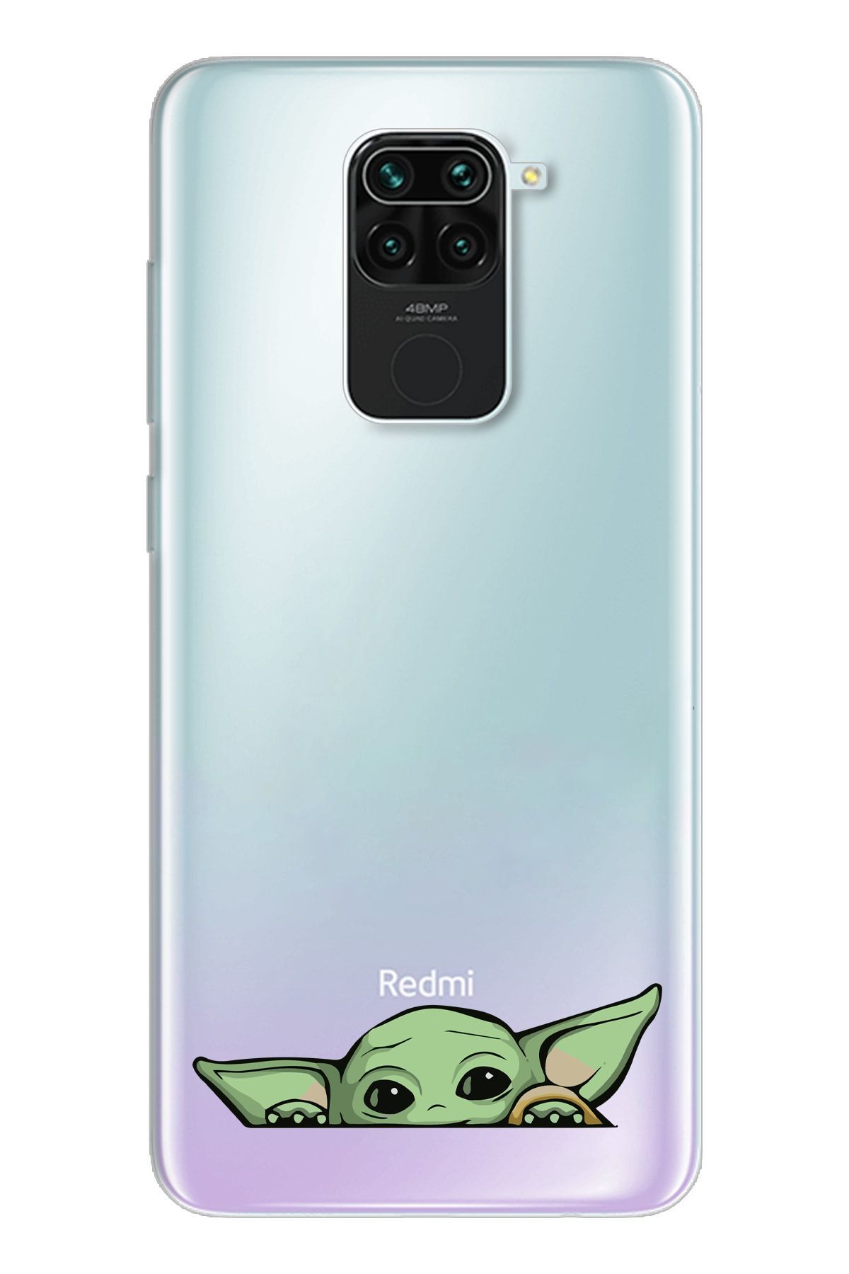 moonset Xiaomi Redmi Note 9 Uyumlu Yoda Tasarımlı Baskılı Şeffaf Telefon Kılıfı