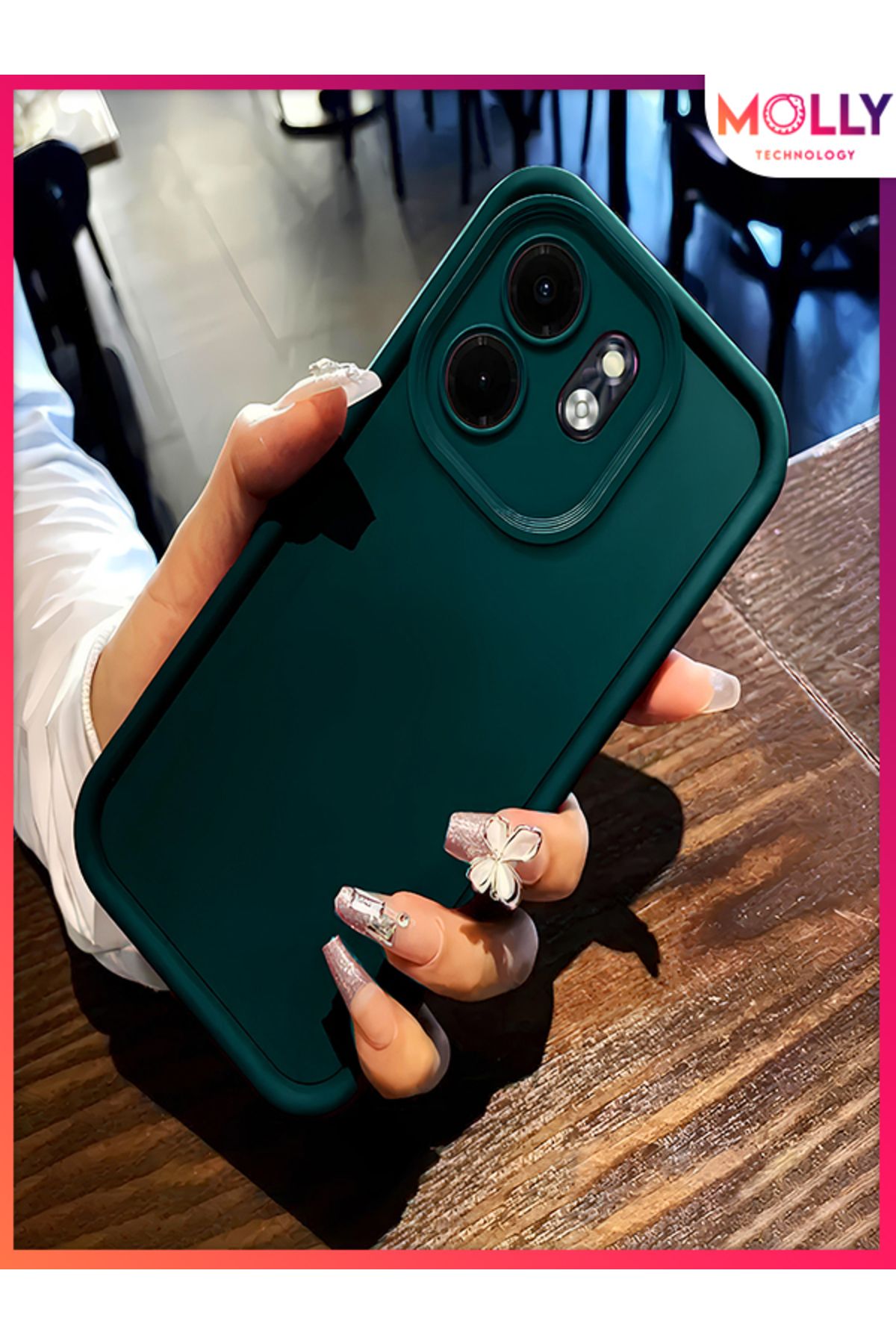 Molly İnfinix SMART 9 İçin Çam Yeşili Kenarları Kalın Pan Silikon Kılıf