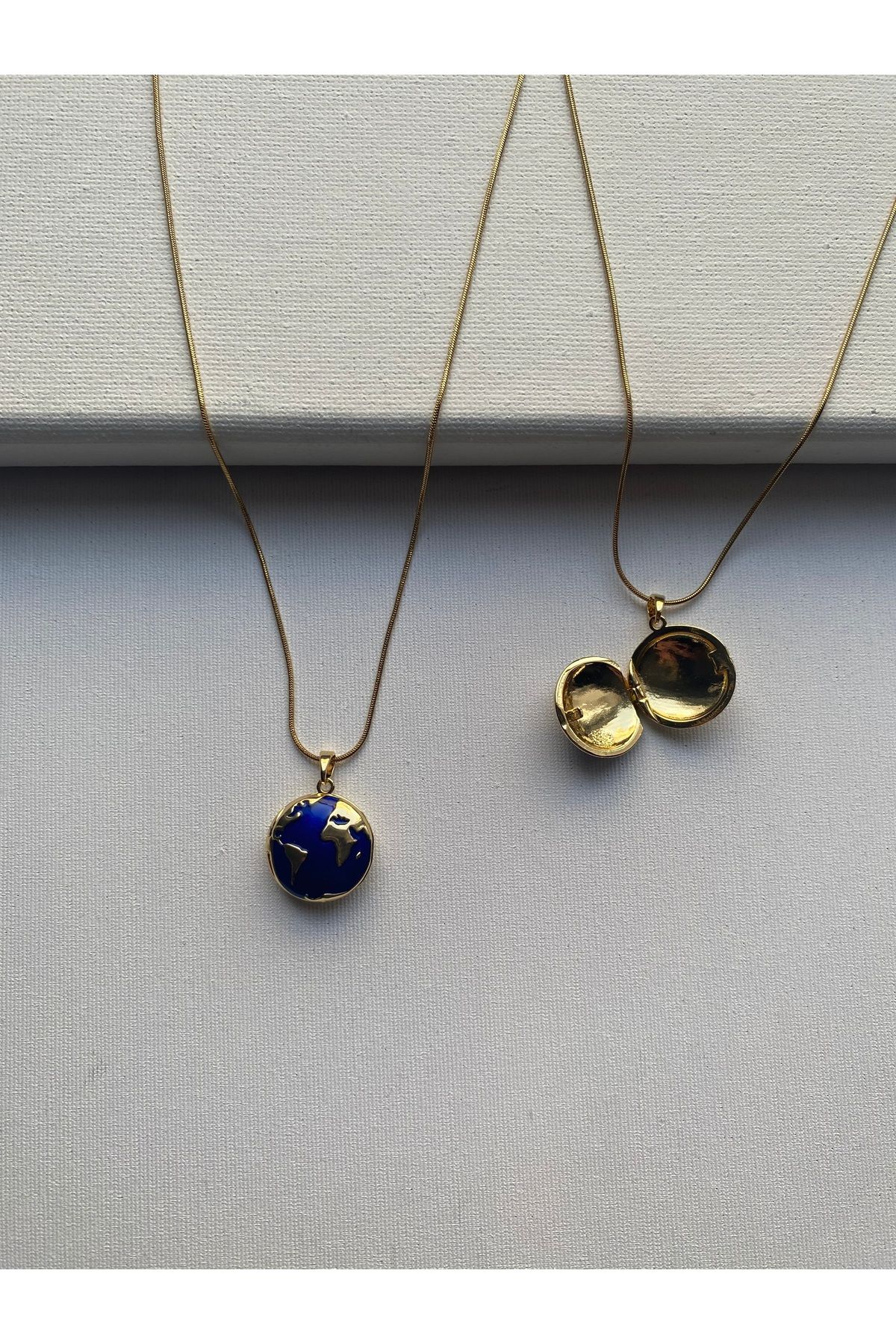 COLLECTİON Çelik Açılıp kapanabilen kapaklı dünya kolye