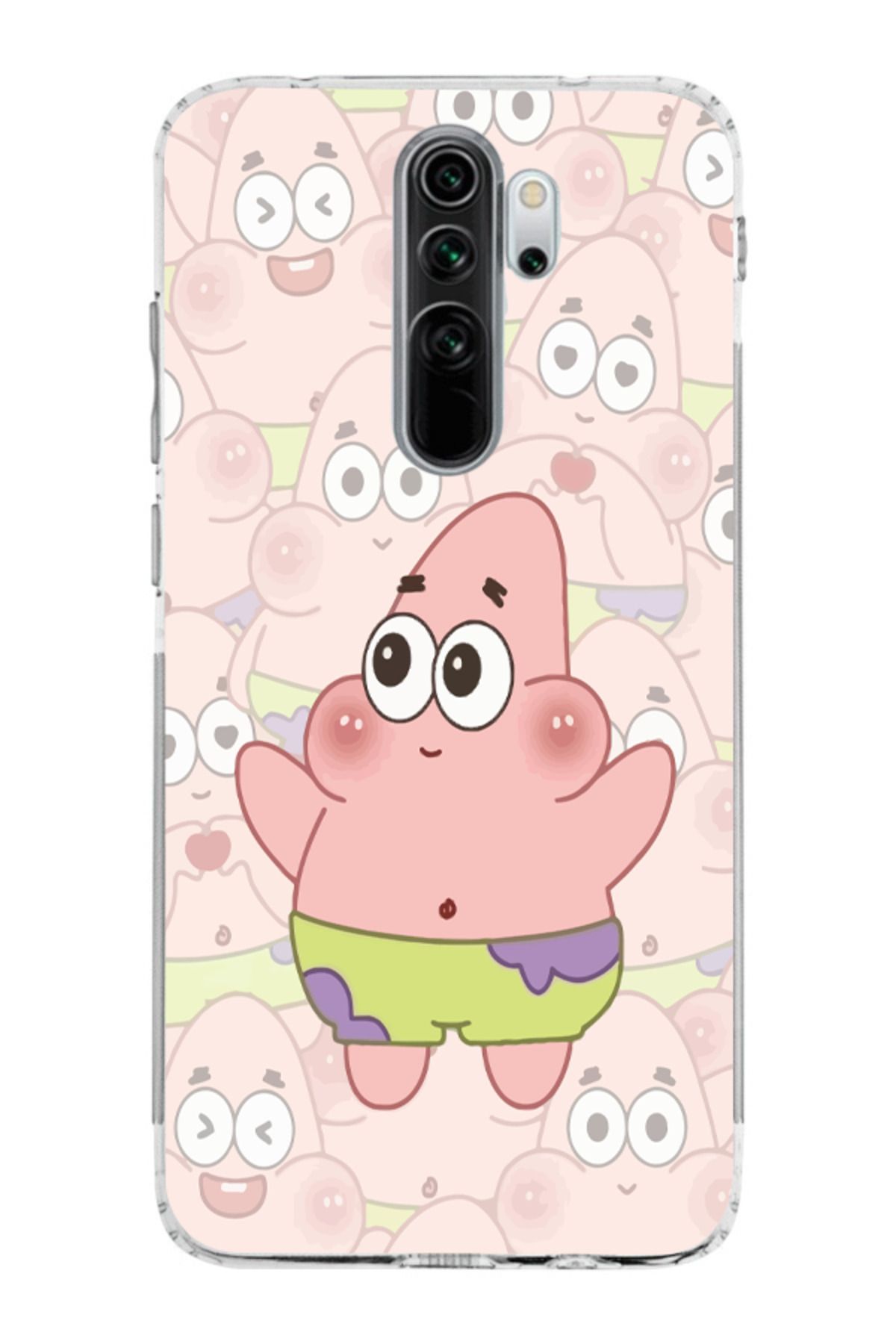 moonset Xiaomi Redmi Note 8 Pro Uyumlu Patrick Tasarımlı Baskılı Şeffaf Telefon Kılıfı