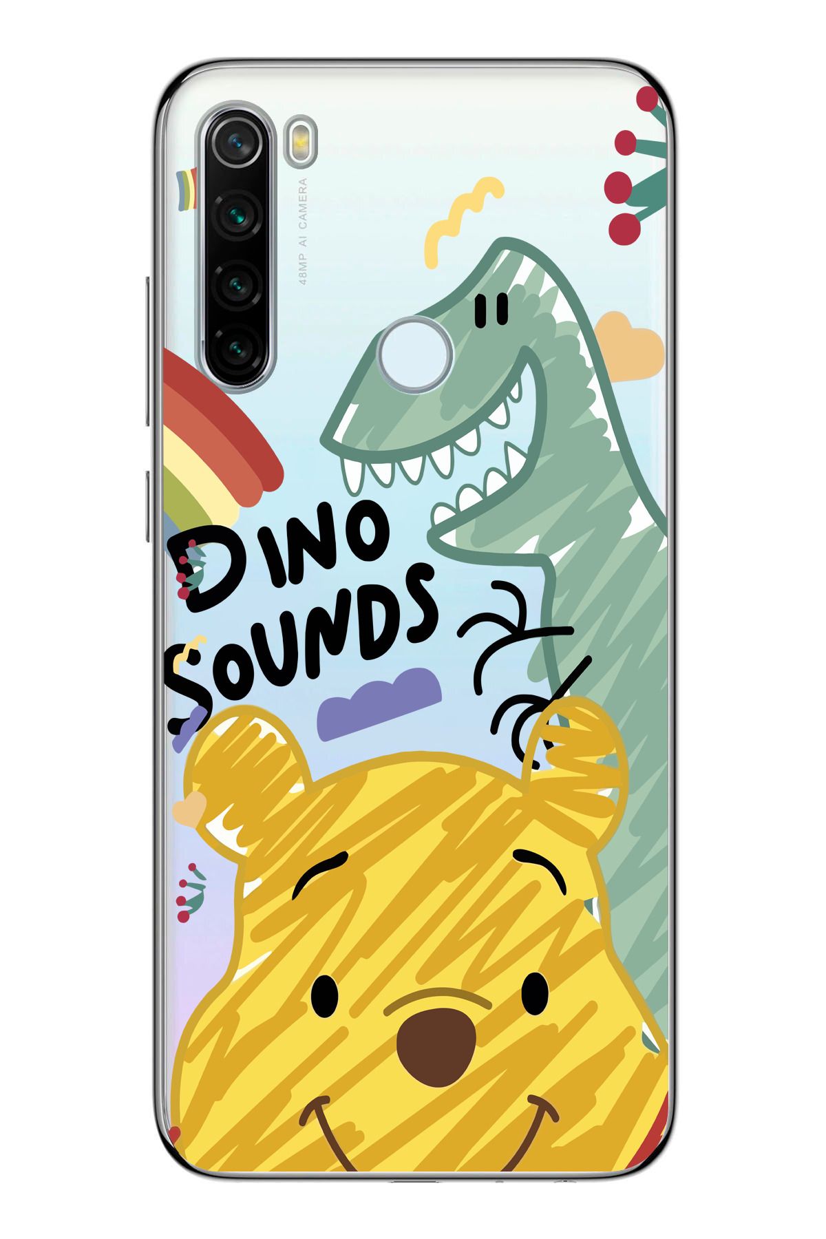 moonset Xiaomi Redmi Note 8 Uyumlu Winnie Tasarımlı Baskılı Şeffaf Telefon Kılıfı