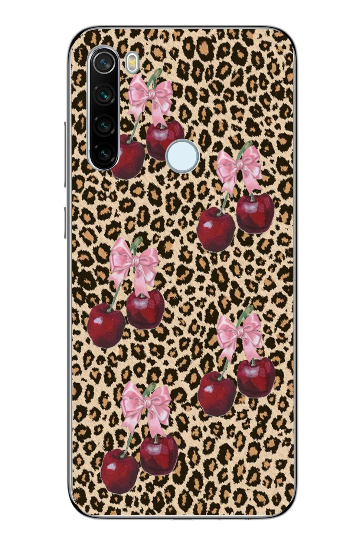 moonset Xiaomi Redmi Note 8 Uyumlu Leopar ve Fiyonk Tasarımlı Baskılı Şeffaf Telefon Kılıfı