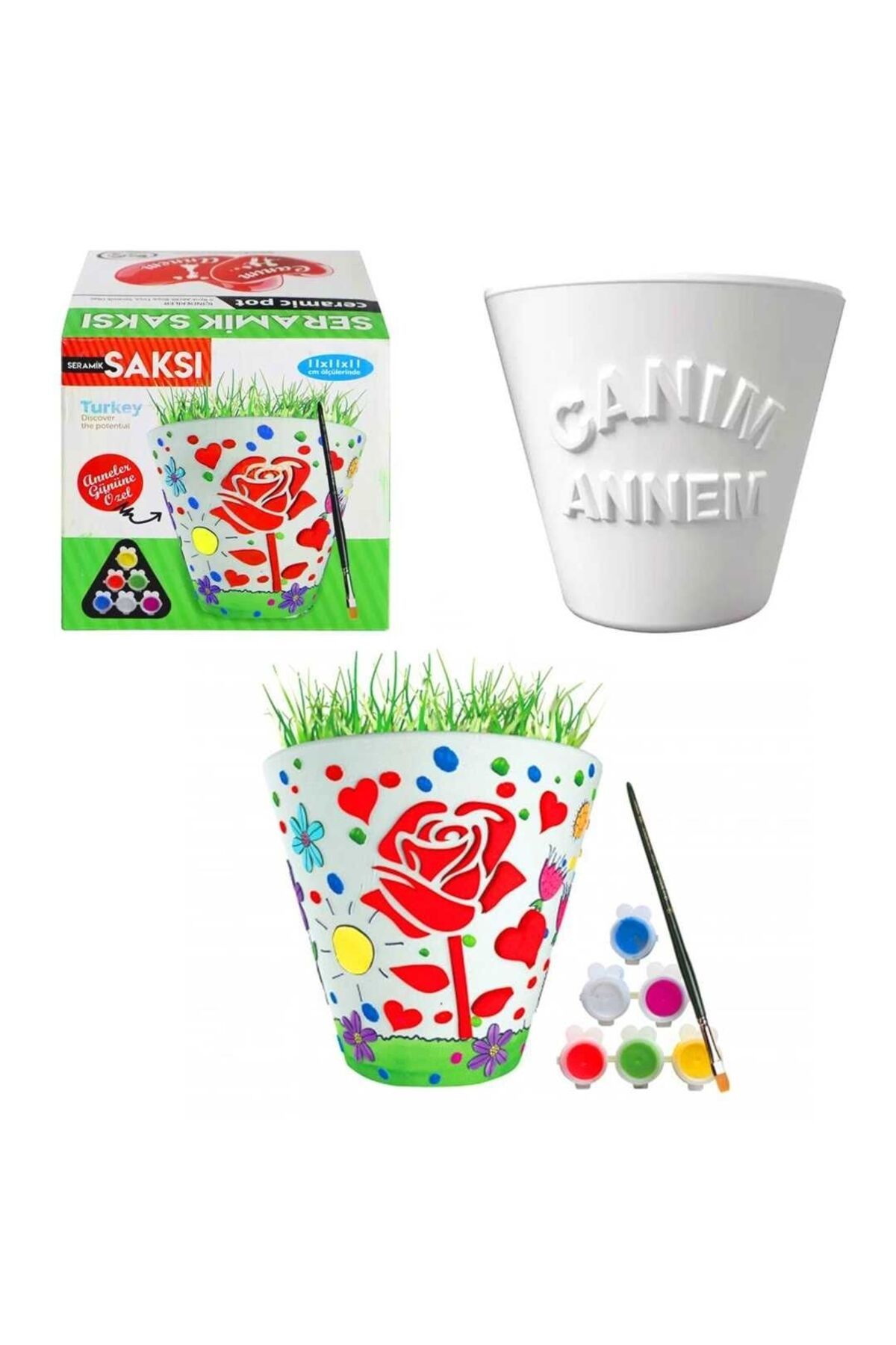 Art Tone KUMTOYS SERAMİK SAKSI KM5272 BOYAMA SETİ 4+ BOYA VE FIRÇA DAHİL
