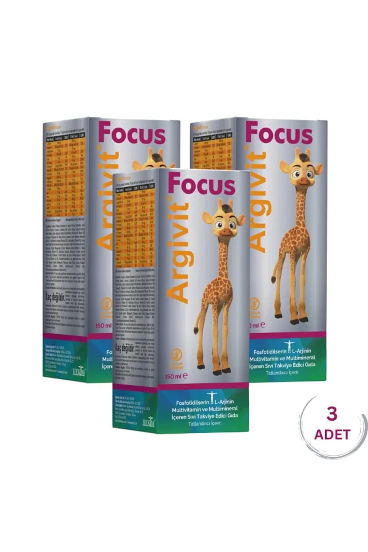 Argivit Argivit Focus Syrup - 150 Ml, Helps with Attention-lack and Height Increasing, X 3 Pieces
