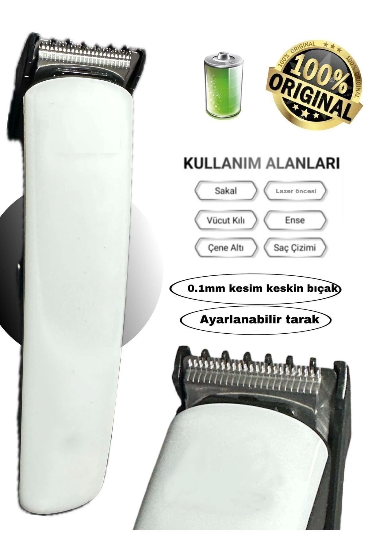 teknotrust 1014 Şarjlı Lazer Öncesi Vücut Tüy Kısaltma Sakal Ense Çizim Tıraş Makinesi