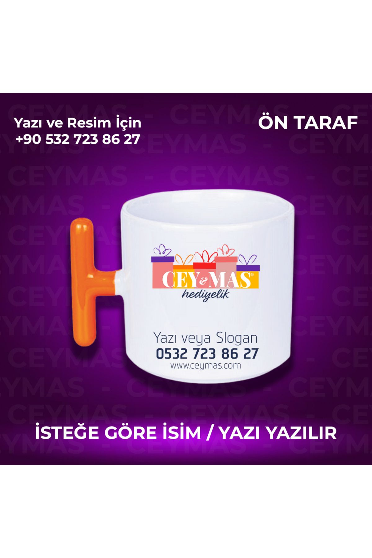 Ceymas Hediyelik Firmalara Özel Logo Baskılı Renkli Kupa Bardak
