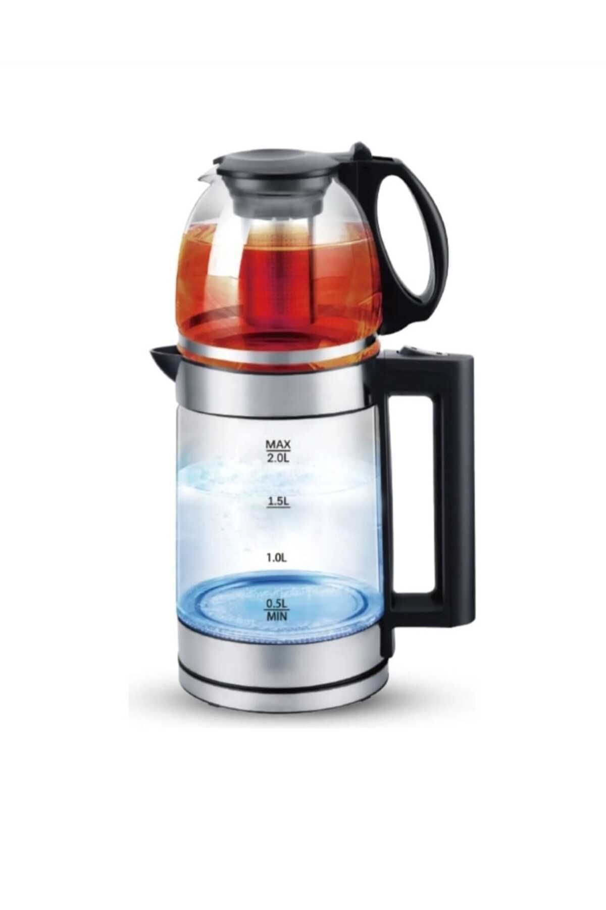 Home Bocshs Cam Çaycı Ketlle 2 Litre Demlik Filtreli Sıcak Tutma Özelliği Yoktur