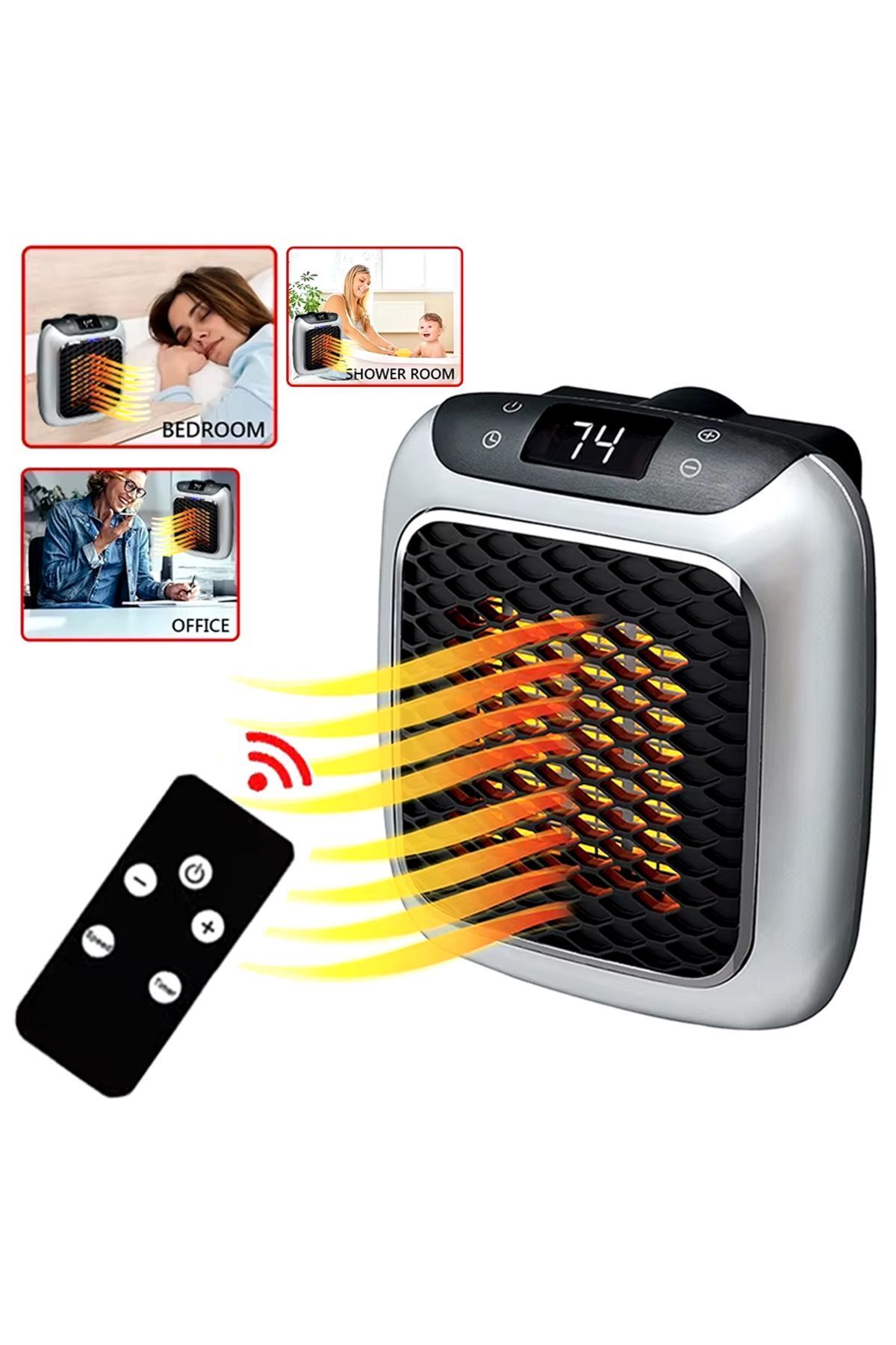 MERTONLİNE 800 WATT PRİZ TİPİ UZAKTAN KUMANDALI TAŞINABİLİR ISITICI (ZAMANLAYICI) (OM-121 - CGL2837-7472