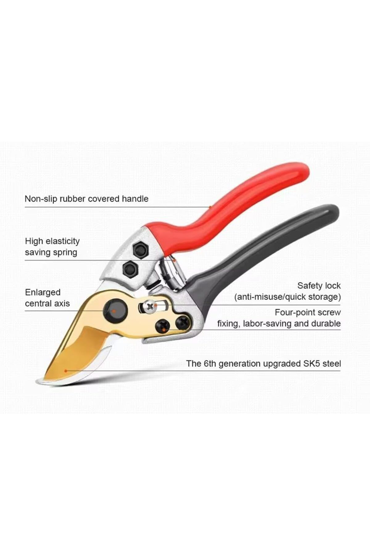 Goishtrie-Extremely Sharp Fruit Branch Scissors, Rust Resistant, SK5 Steel Blade with Non-Slip Handle and Heav 3