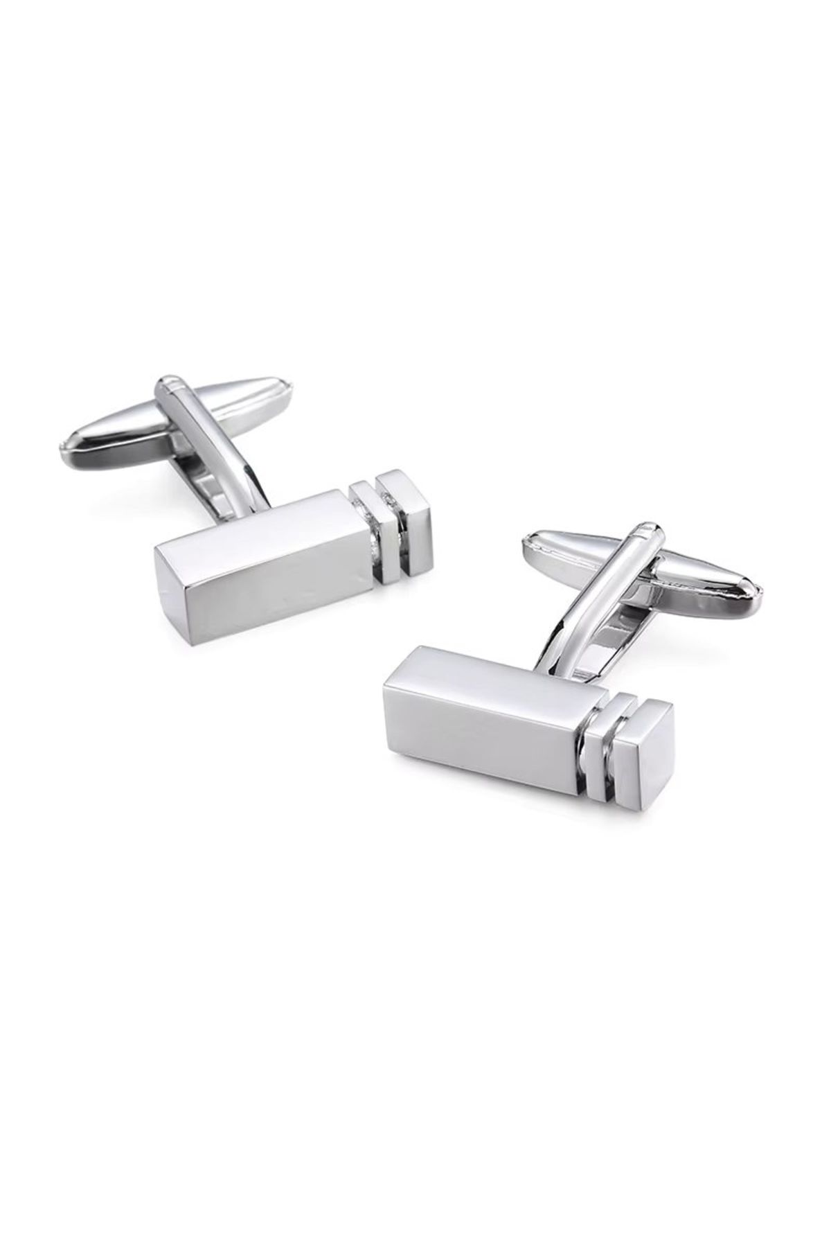 delis-Shirt buttons, BN004, rectangular pattern, Silver 1