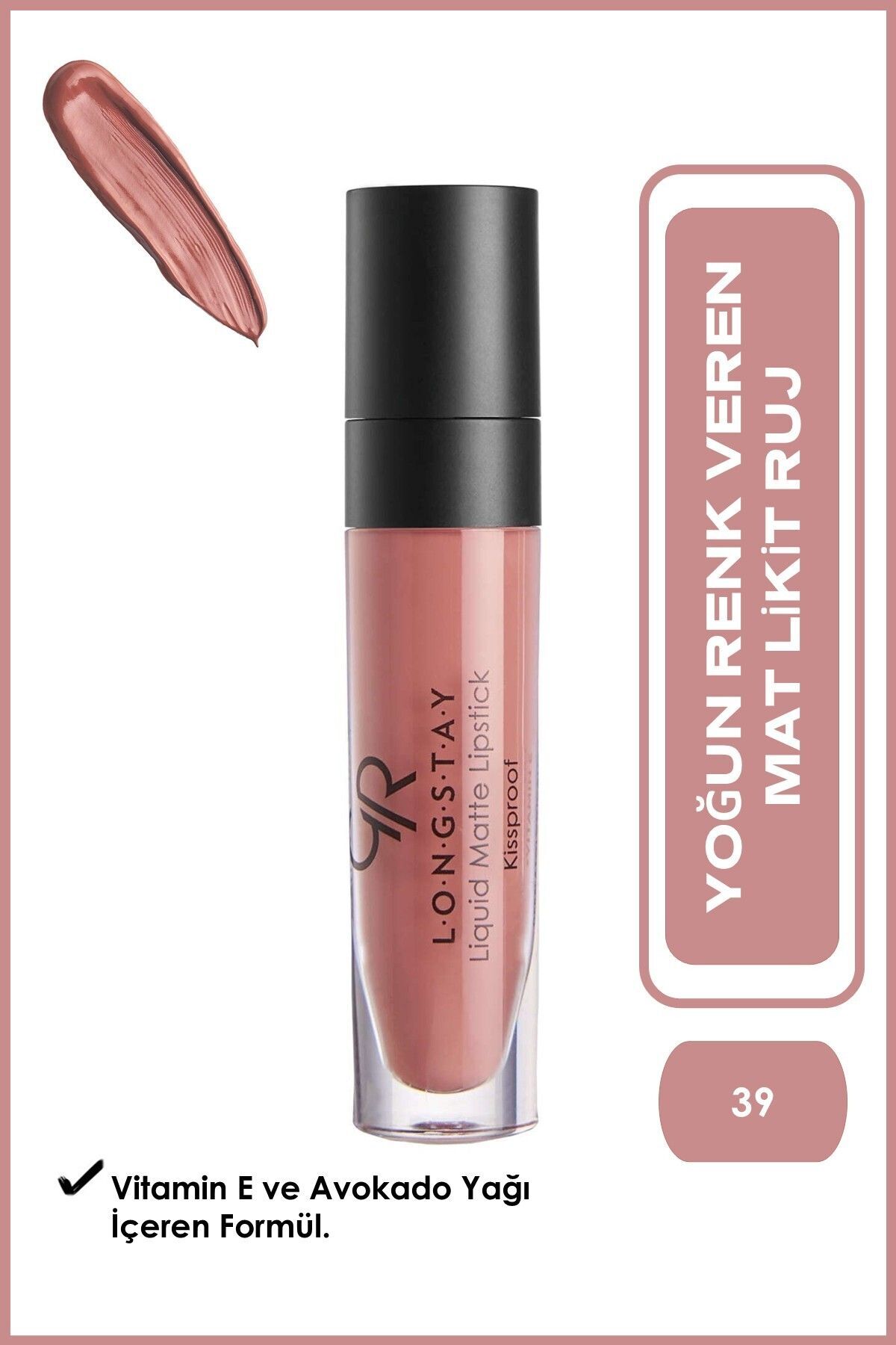 Golden Rose Longstay Liquid Matte Lipstick - 39 - Uzun Süre Kalıcı Likit Mat Ruj — بژ RMLL_2