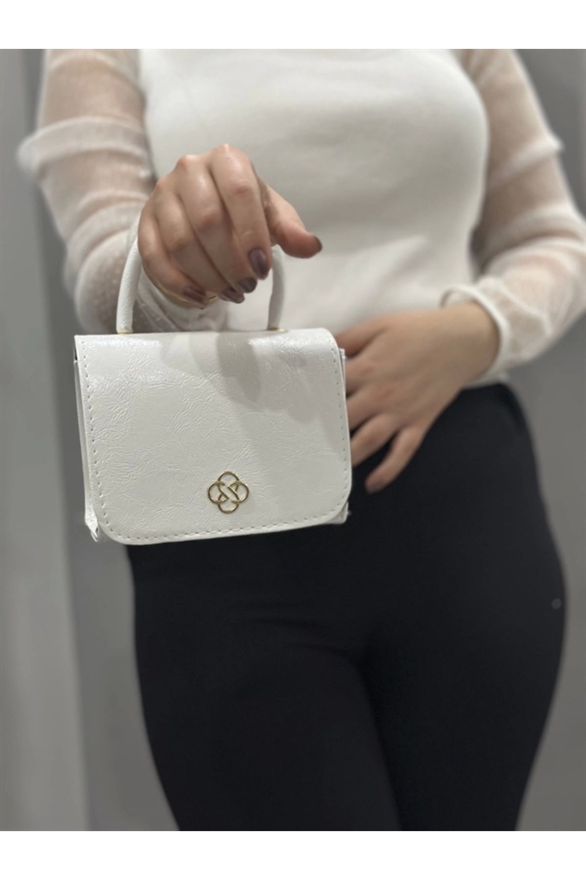 FASHIONLINE Beyaz cilt krash çanta