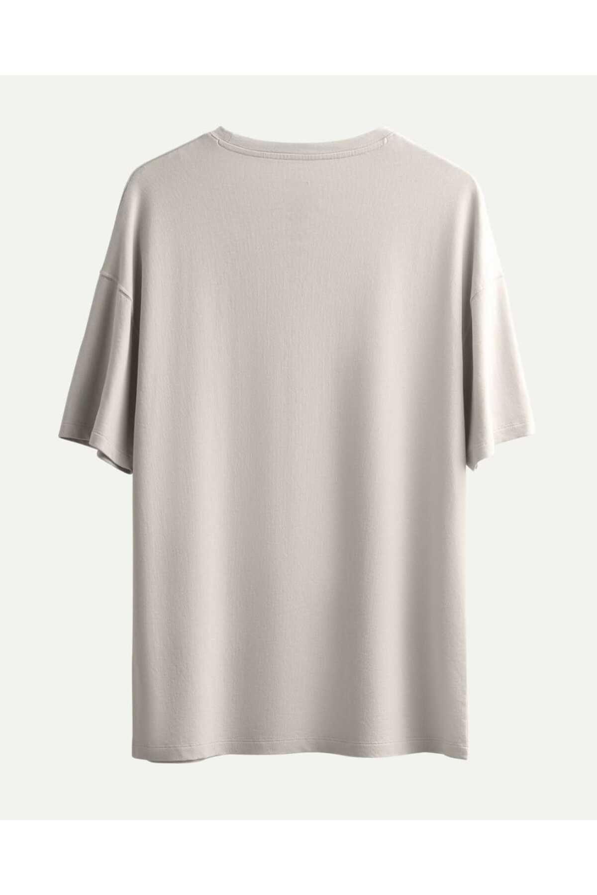 MODA TROPİCAL PLAJ Baskılı Bol Kesim Oversize Omuzu Düşük T-shirt Tüylenmez %100 Pamuk