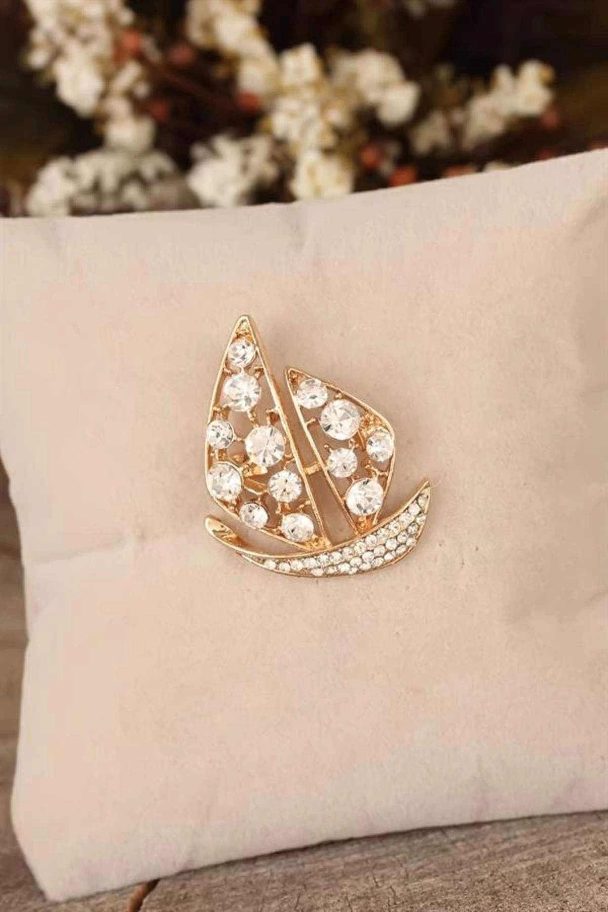 FASHIONLINE Zirkon Taşlı Yelken Figürlü Broş