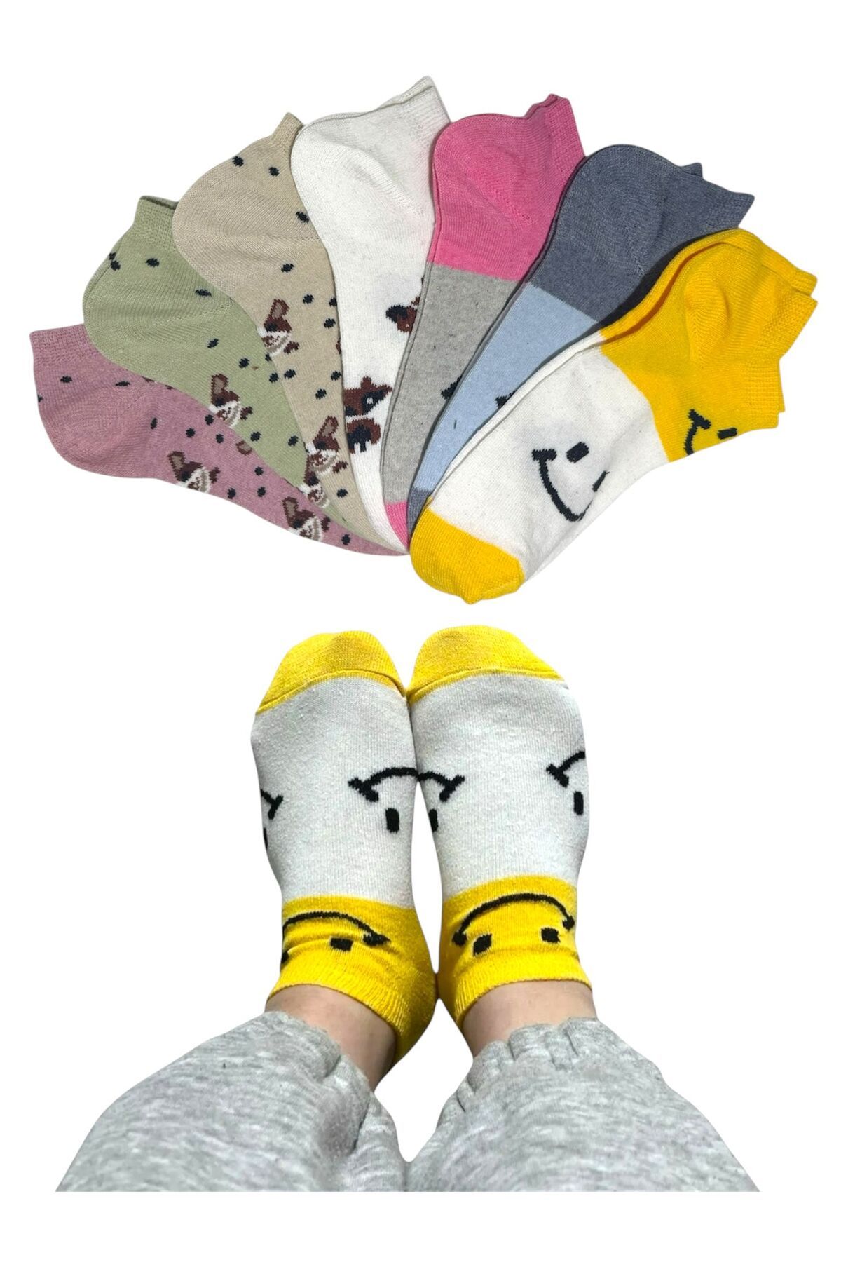 BYNDRSOCKS 7 Çift Kadın Patik Pamuklu Çorap