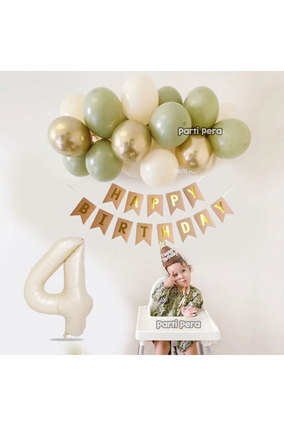 parti pera Küf Yeşili Deniz Kumu Krom Gold Pastel Balon Krem Rakam Folyo Balon Doğum Günü Balonları
