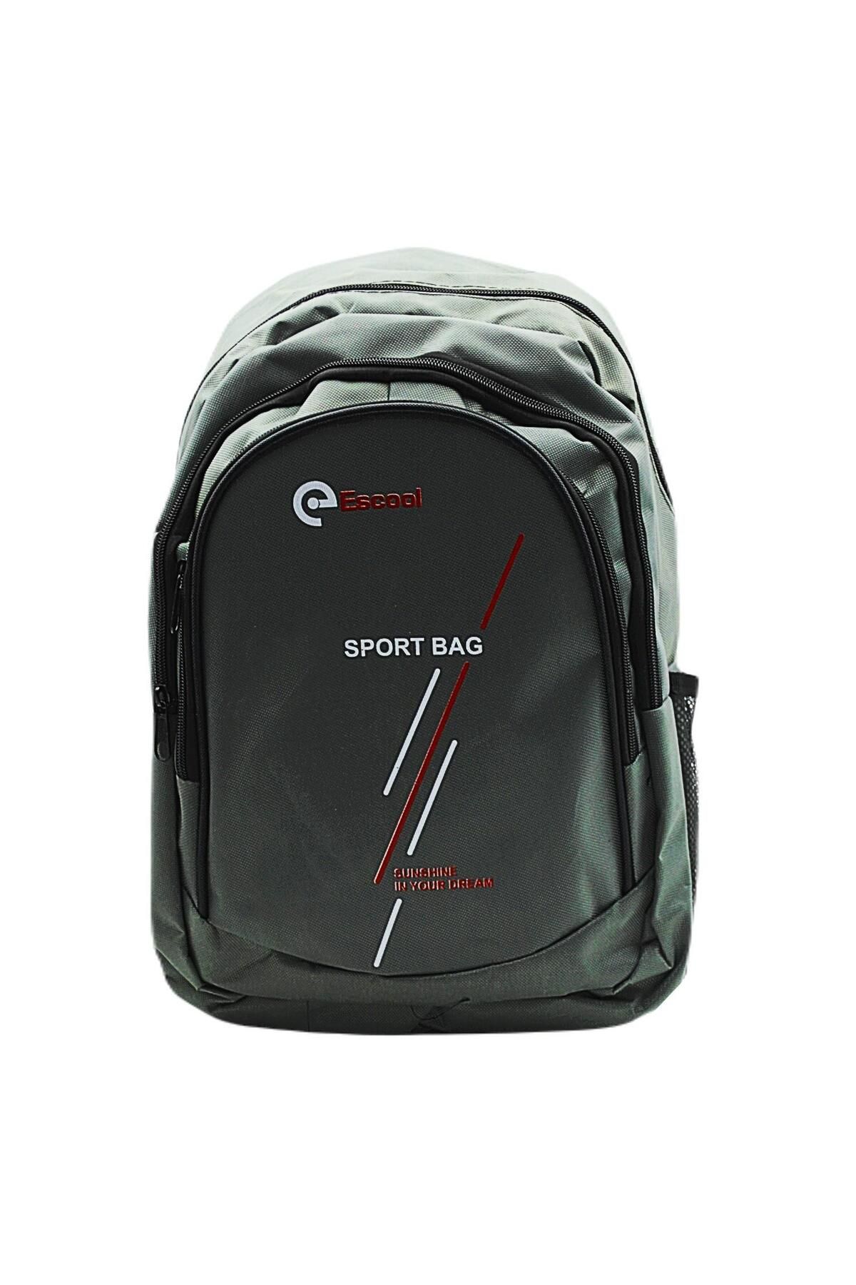 Gen-Of 3 Bölmeli Sport Bag Okul Sırt Çantası Çizgi Baskılı Gri KOD:702