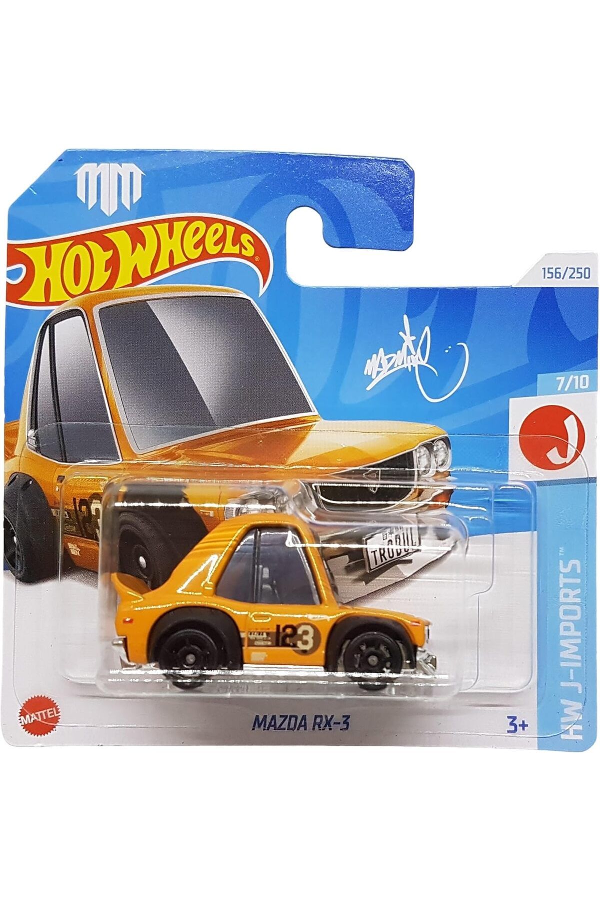 ÇAĞUR Dark Wheels - Mazda RX-3 - HW J-Imports 7/10 - HRY71 - Short Card - K&N - Toyo Tires - turuncu -