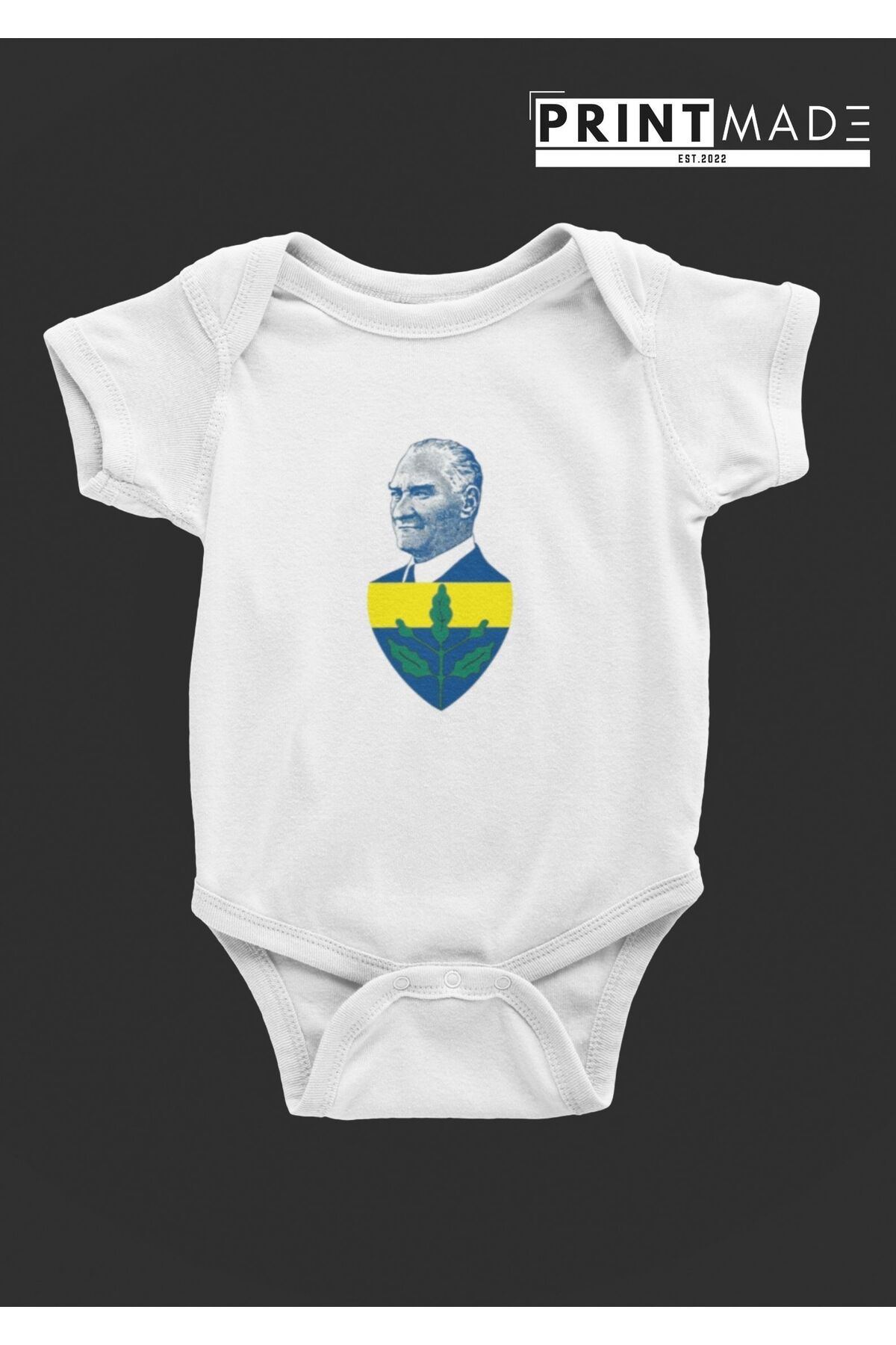 printtmade ATAM İZİNDEYİZ Bebek %100 Pamuk Basic Çıtçıtlı Beyaz Body Zıbın Atlet