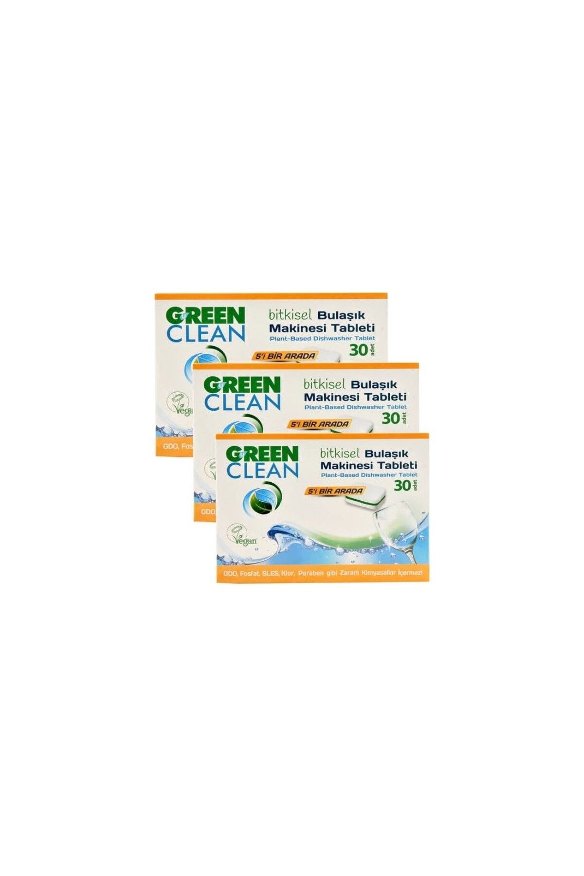 Green Clean Bitkisel Bulaşık Makinesi Tableti 30'lu x 3 Adet