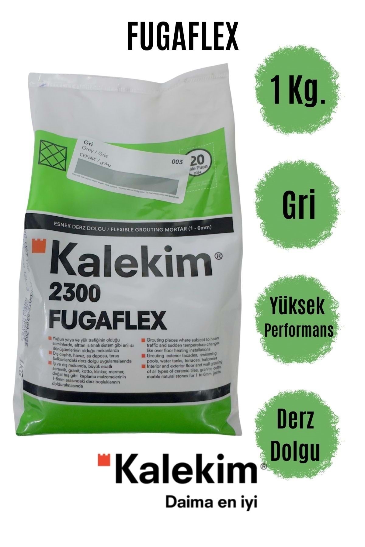 Kalekim 2300 Fuga Flex Esnek Yüksek Performanslı Derz Dolgu Gri