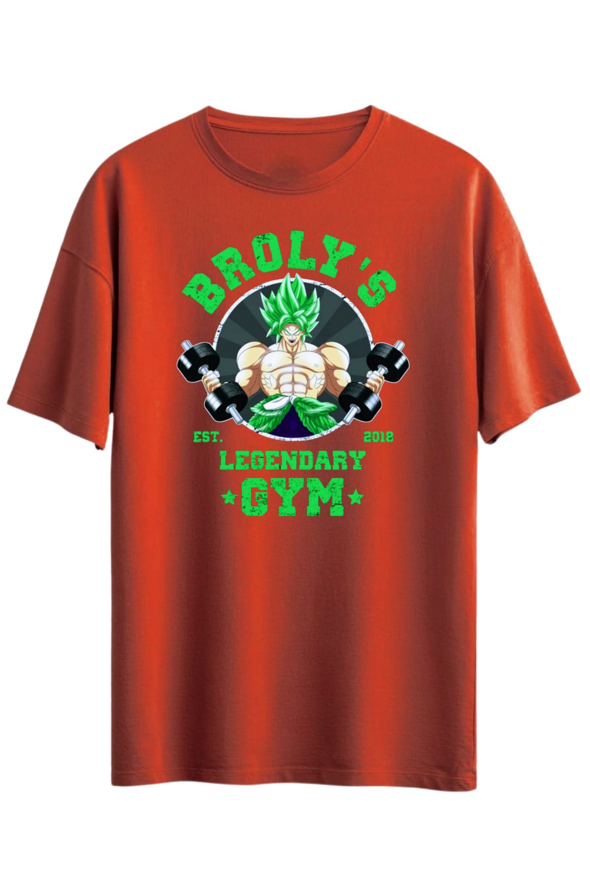 MODA BORDO BOL KESİM GYM ANİME SPOR BASKILI OVERSİZE OMUZU DÜŞÜK T-SHİRT %100 PAMUK