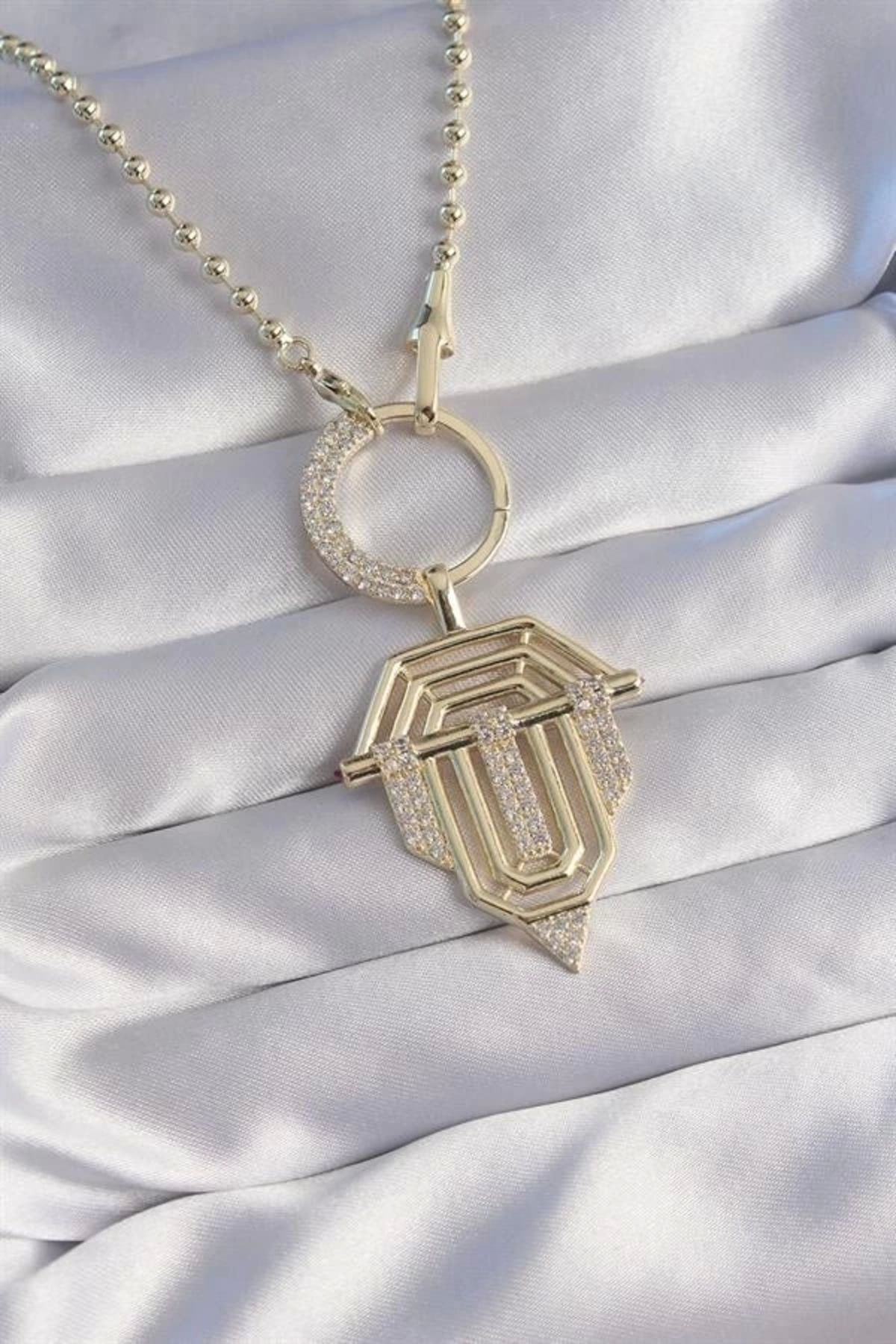 FASHIONLINE Pirinç Gold Renk Zirkon Taşlı Serenay Kolyesi